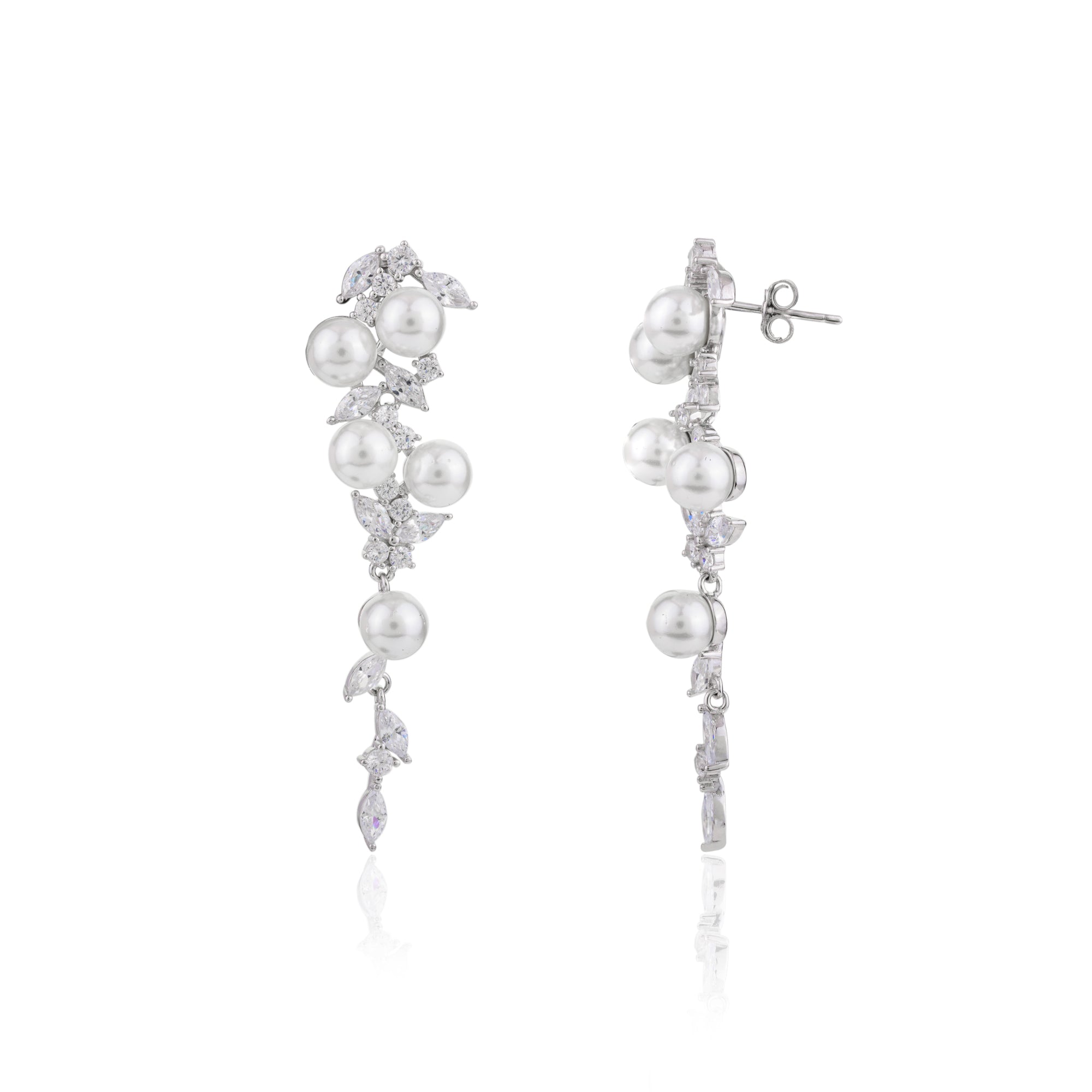 Trendy Pearl Drop Silver Earrings