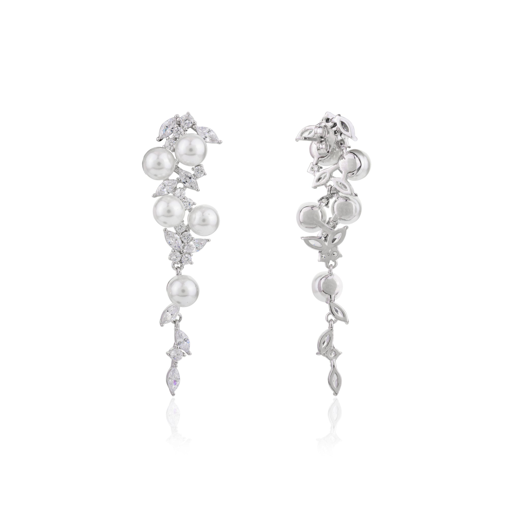 Trendy Pearl Drop Silver Earrings