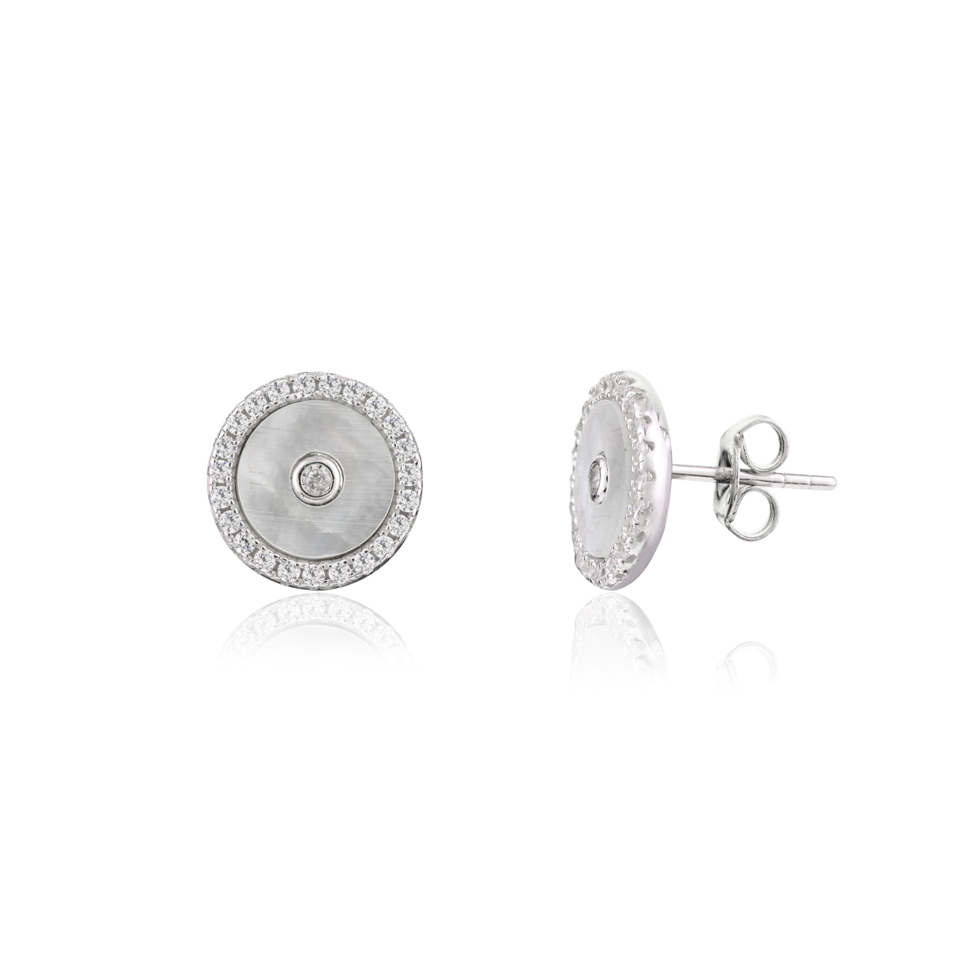 Silver Circle Stud Earrings