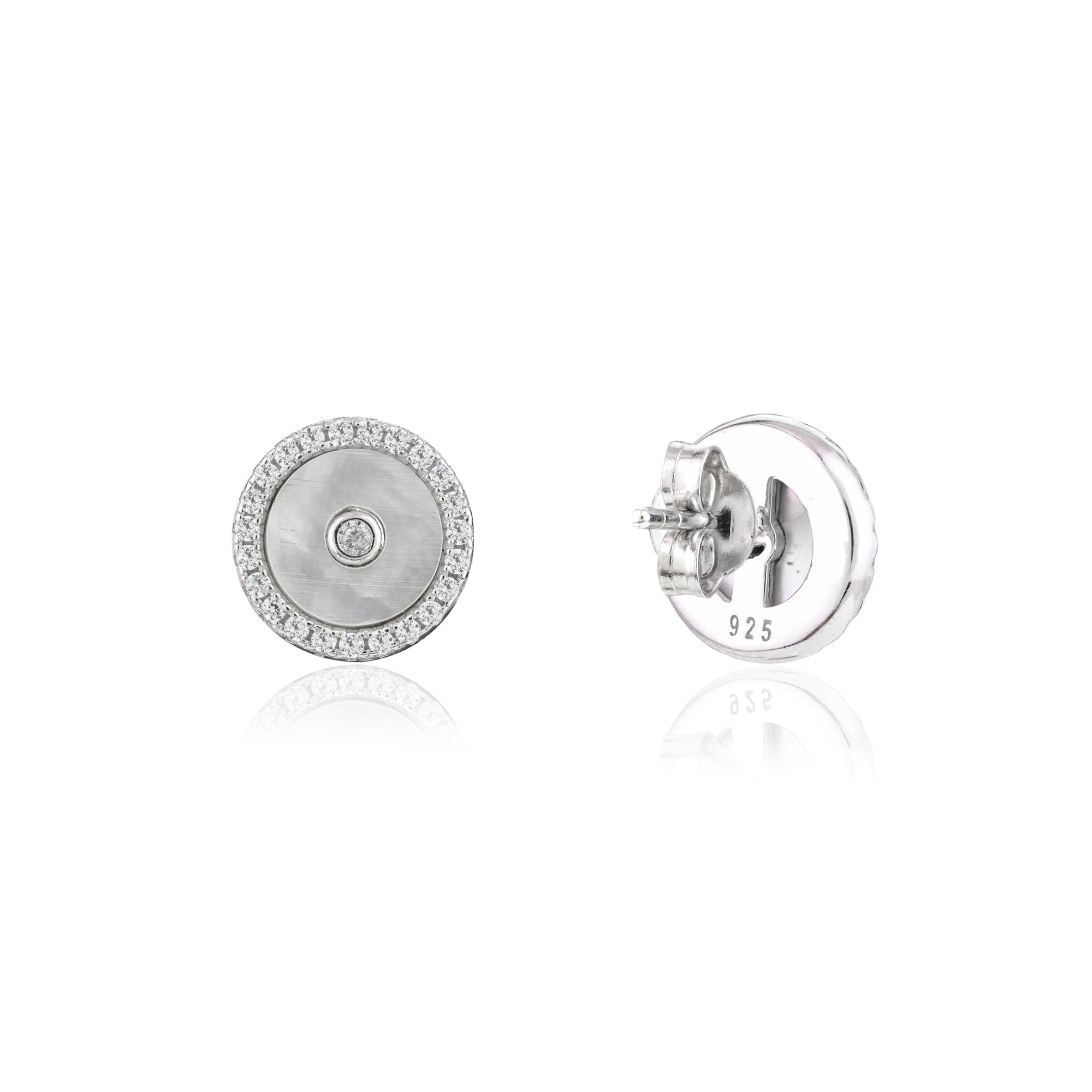 Silver Circle Stud Earrings