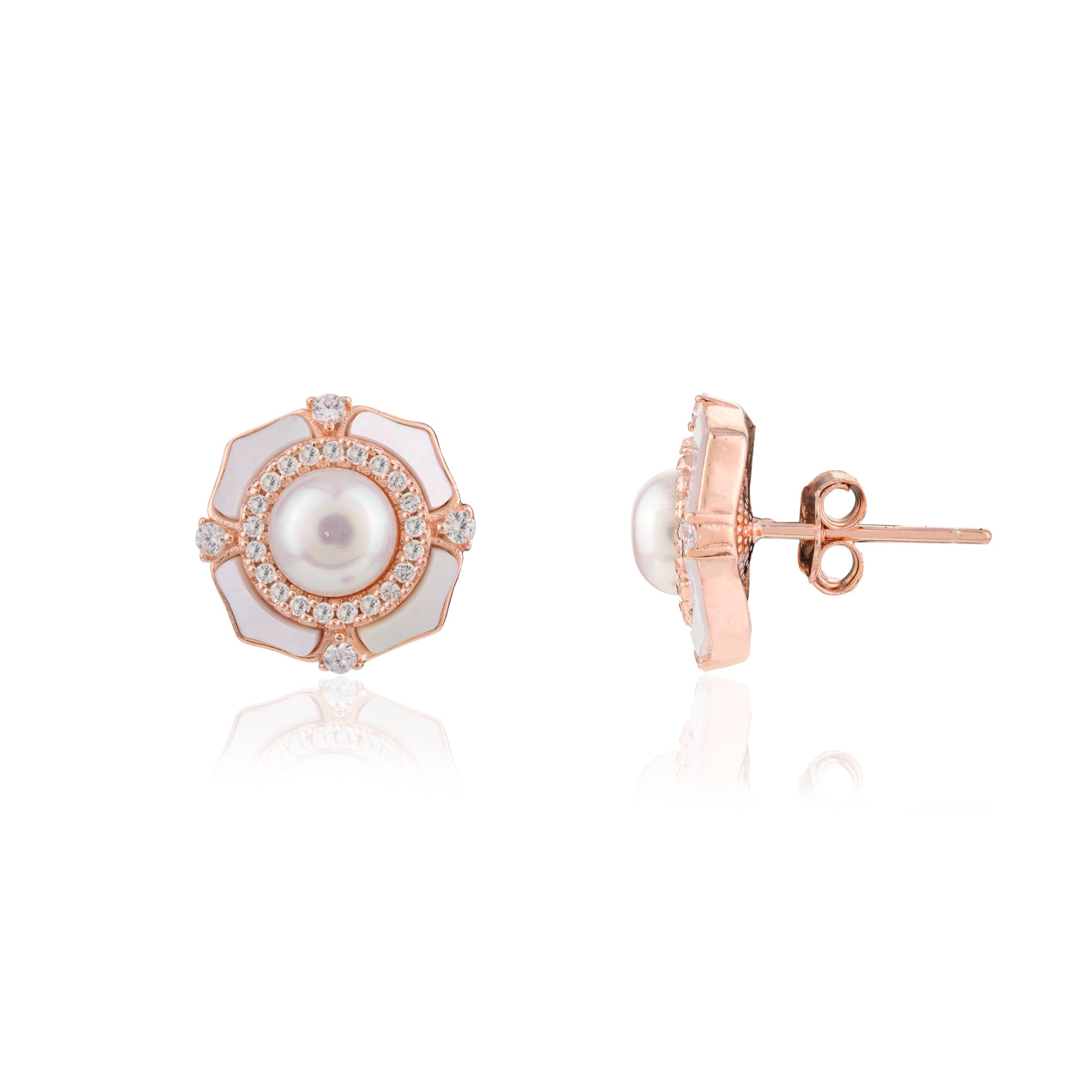 Rose gold Freshwater Pearl Studs