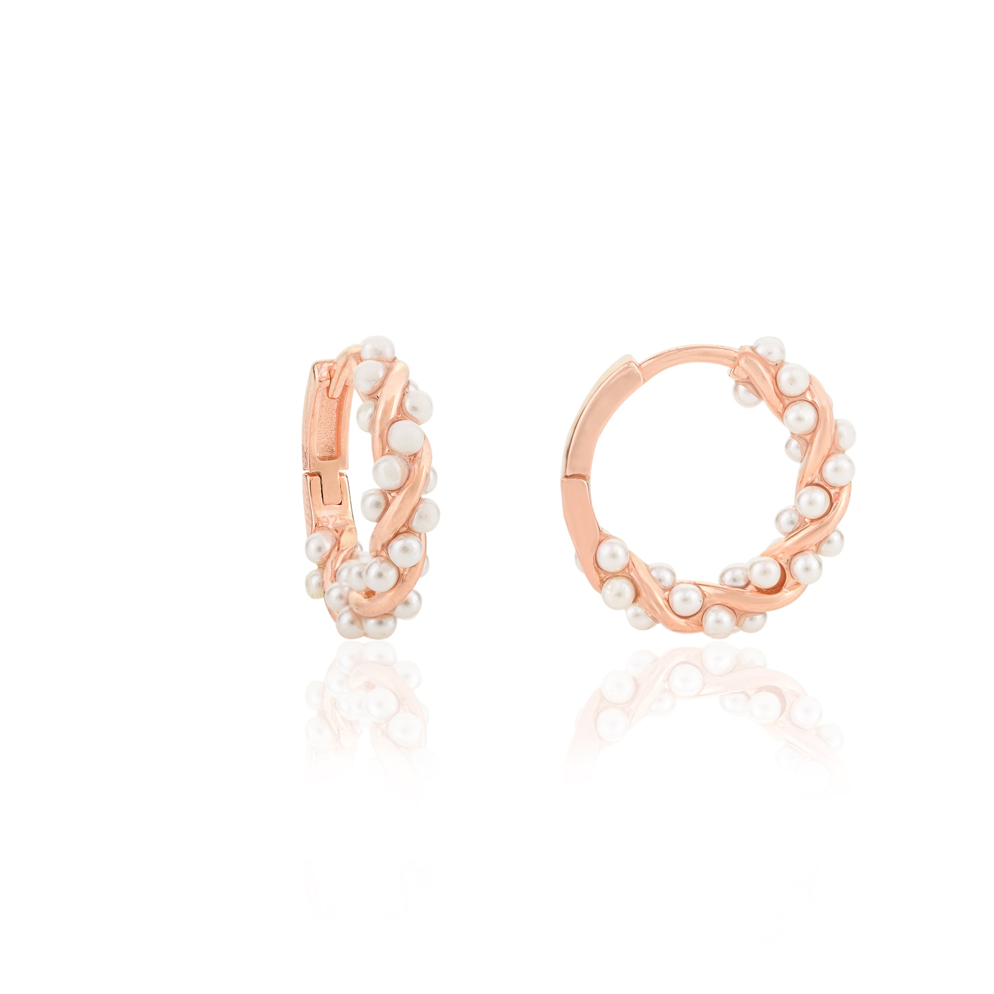 Rose gold Pearl Hoop Earrings