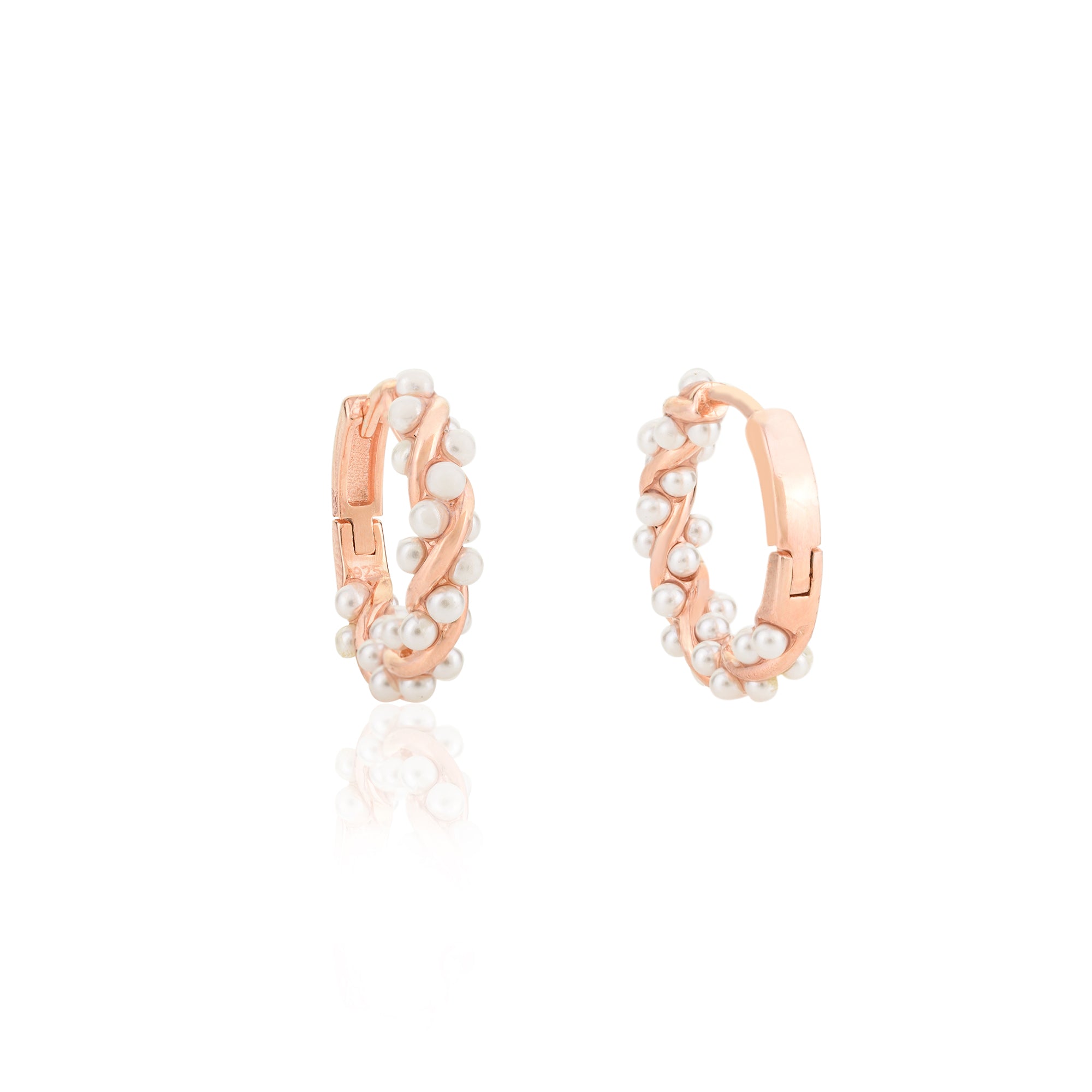 Rose gold Pearl Hoop Earrings