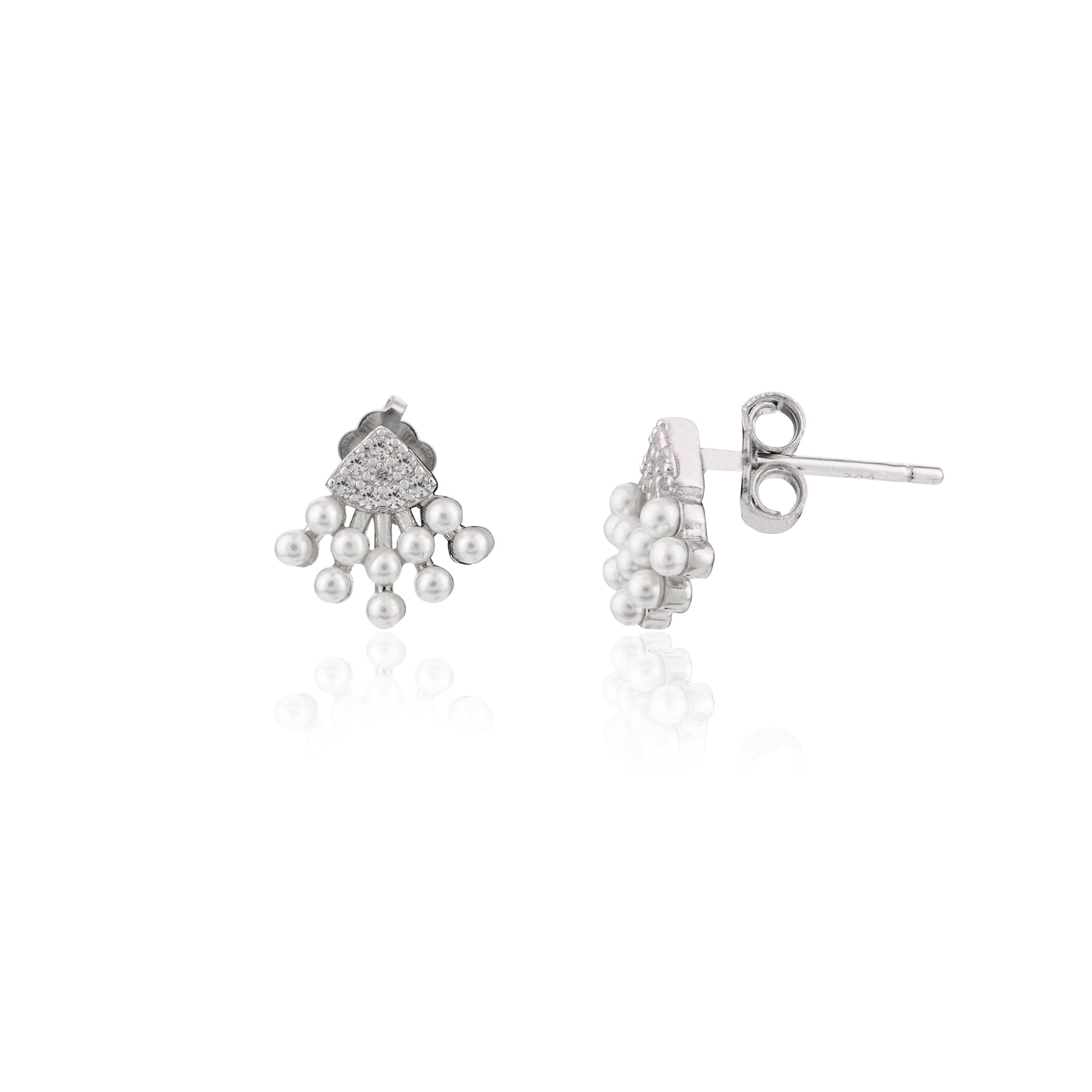 Silver Pearl Stud Earrings