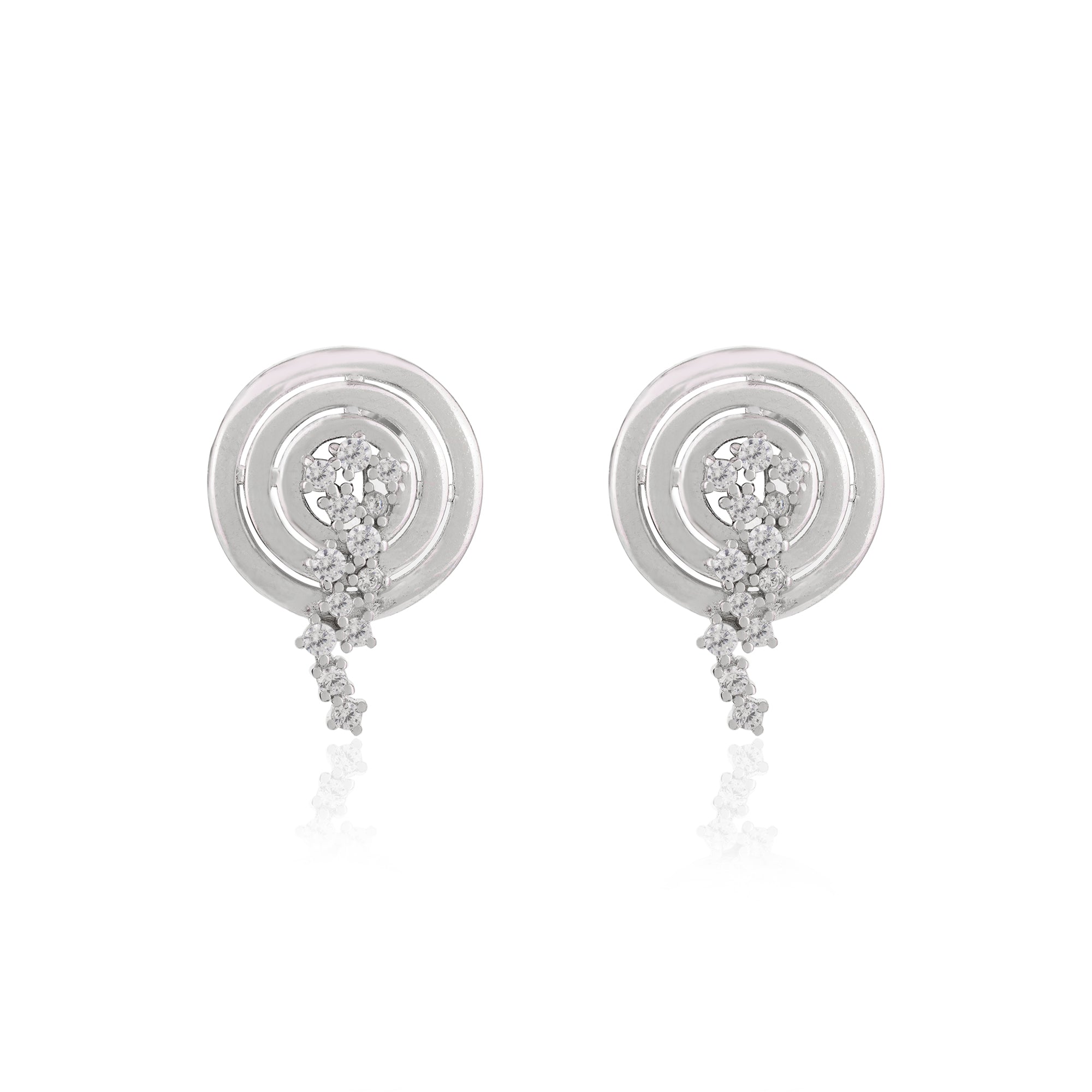 Silver Spiral Circle Pendant set with Earrings