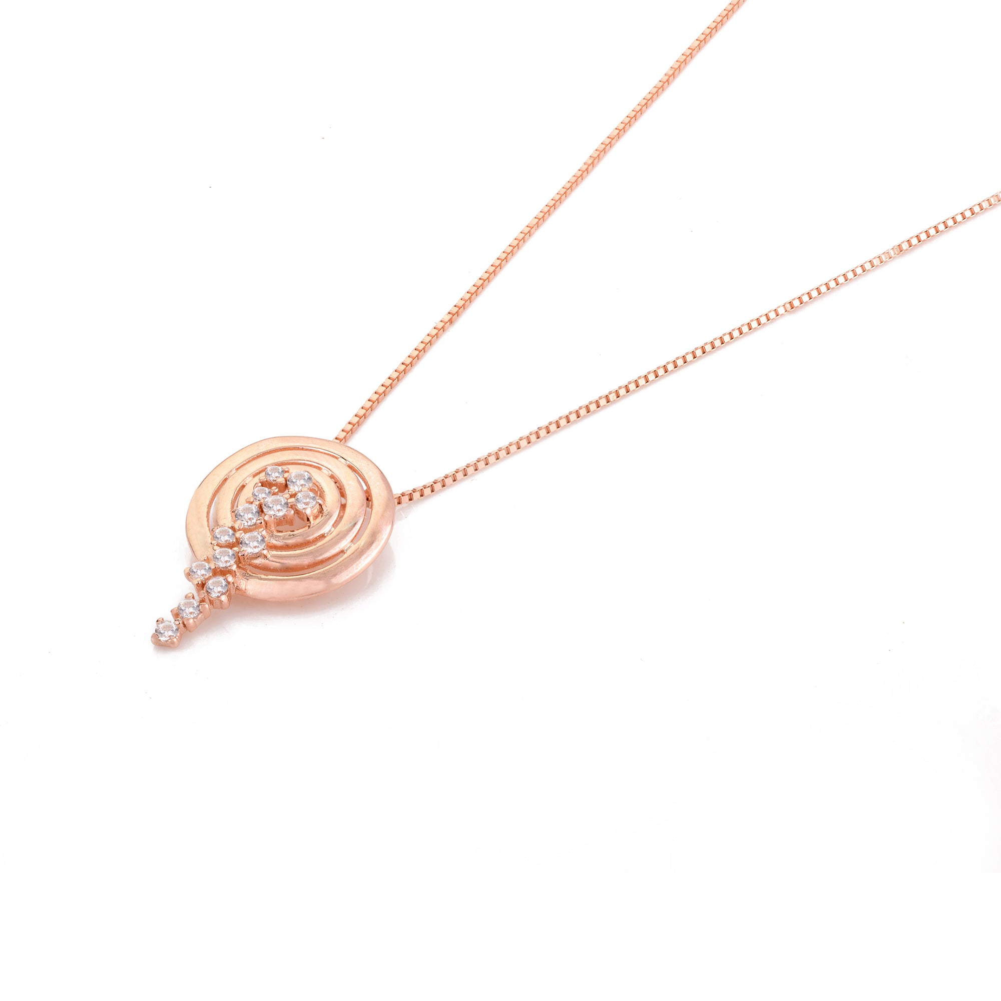 Rose gold Spiral Circle Pendant with Earrings