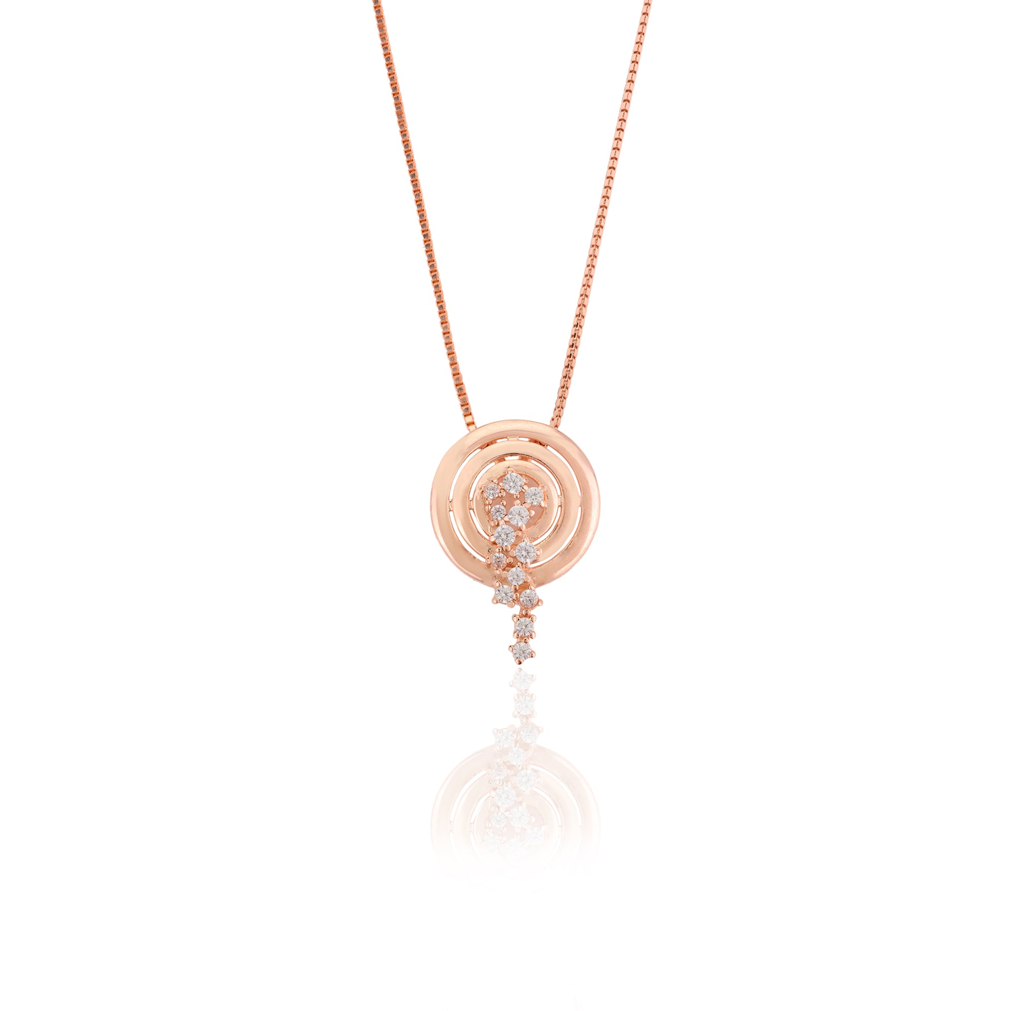 Rose gold Spiral Circle Pendant with Earrings