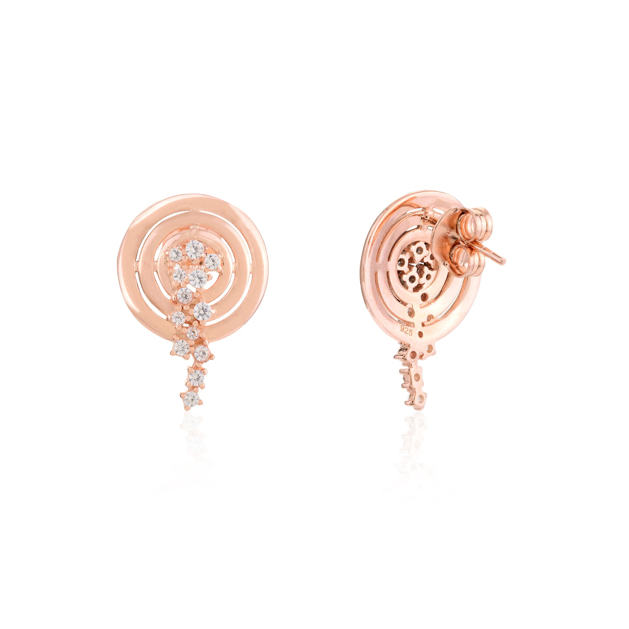 Rose gold Spiral Circle Pendant with Earrings