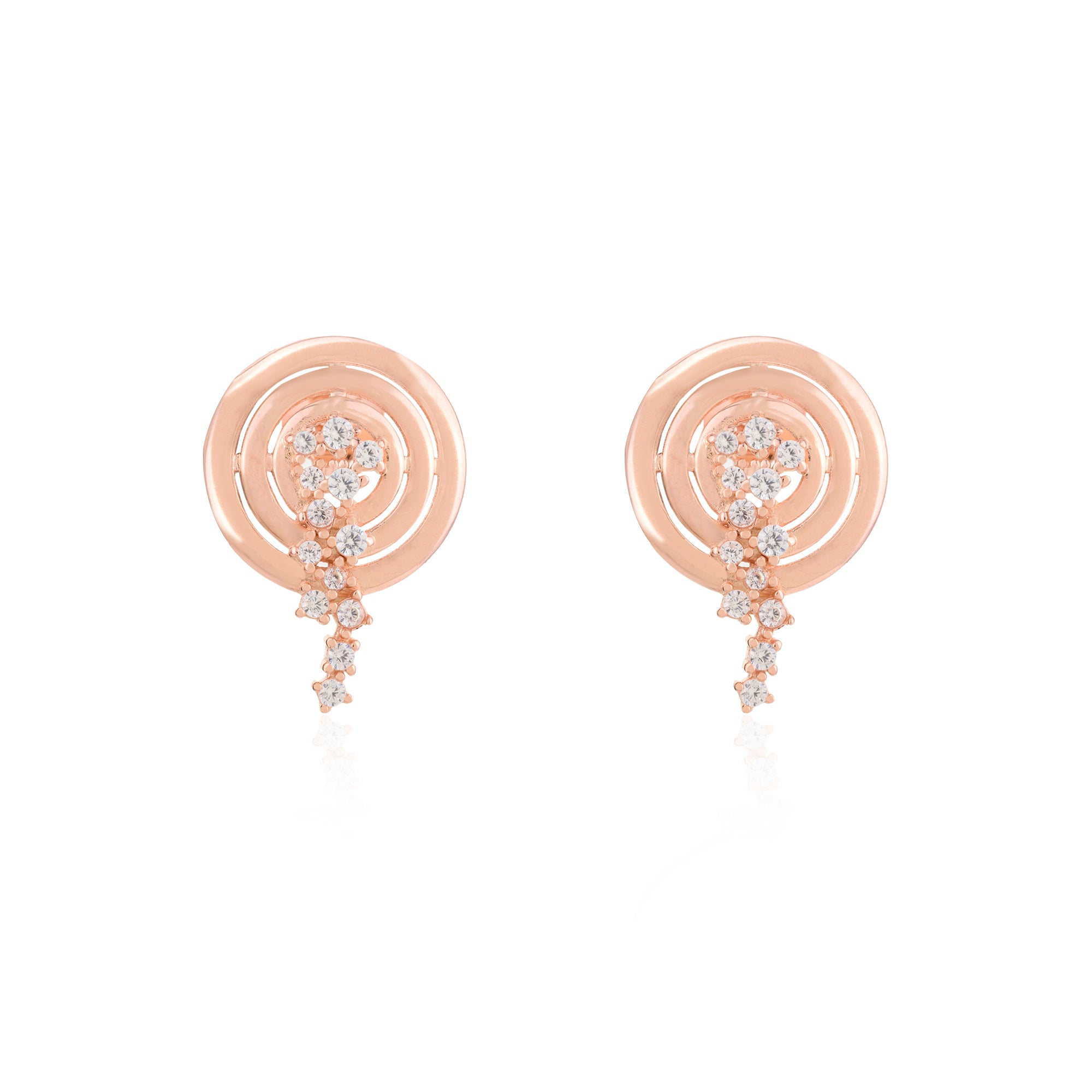 Rose gold Spiral Circle Pendant with Earrings