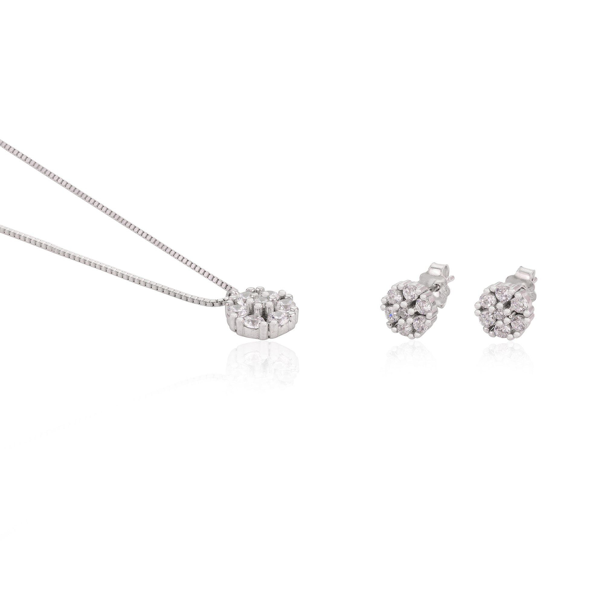 Silver Pendant set with Earrings