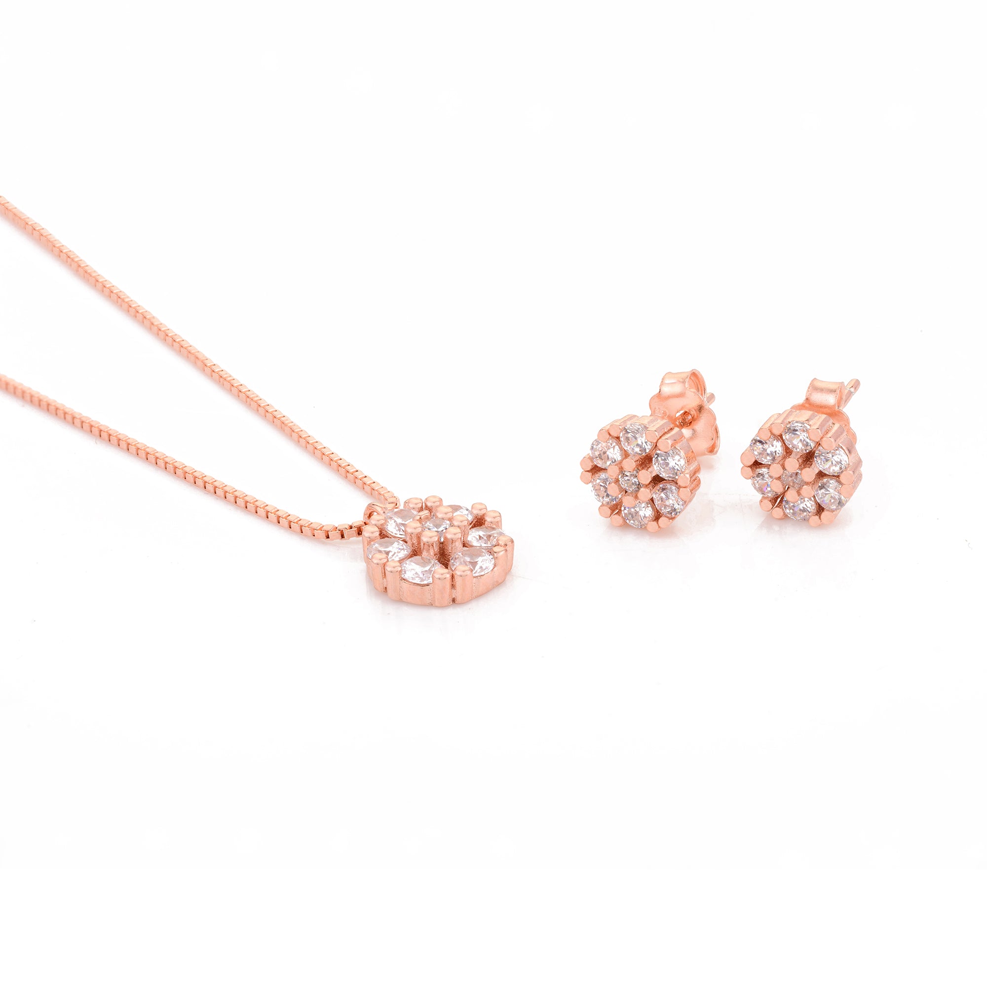 Rose gold Pendant with Earrings