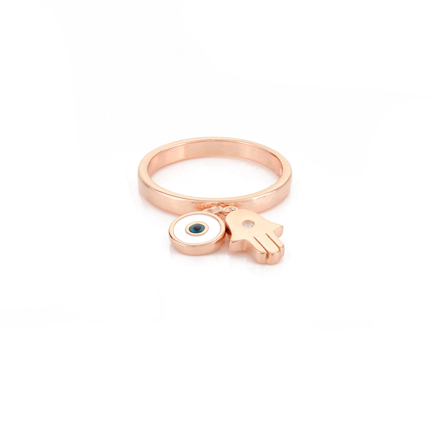 Rose gold Evil Eye Hamsa Ring