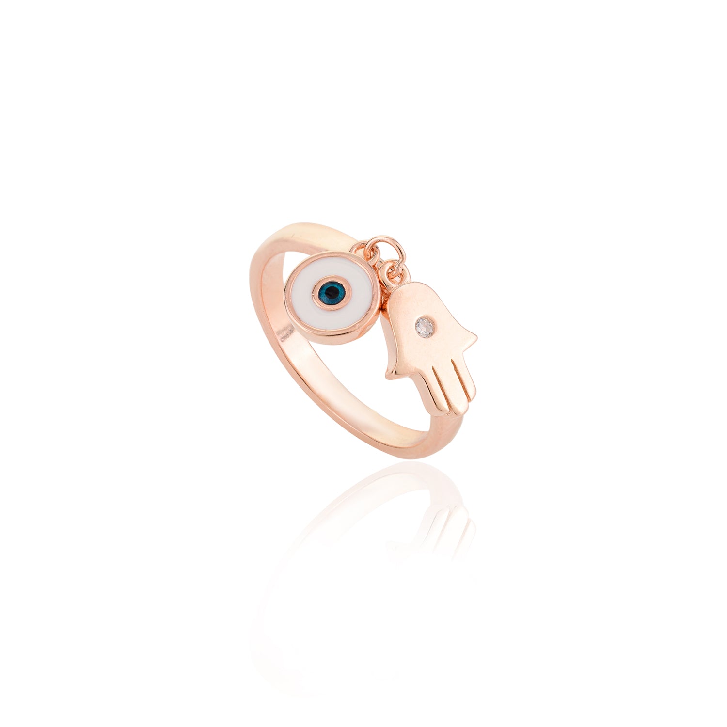 Rose gold Evil Eye Hamsa Ring