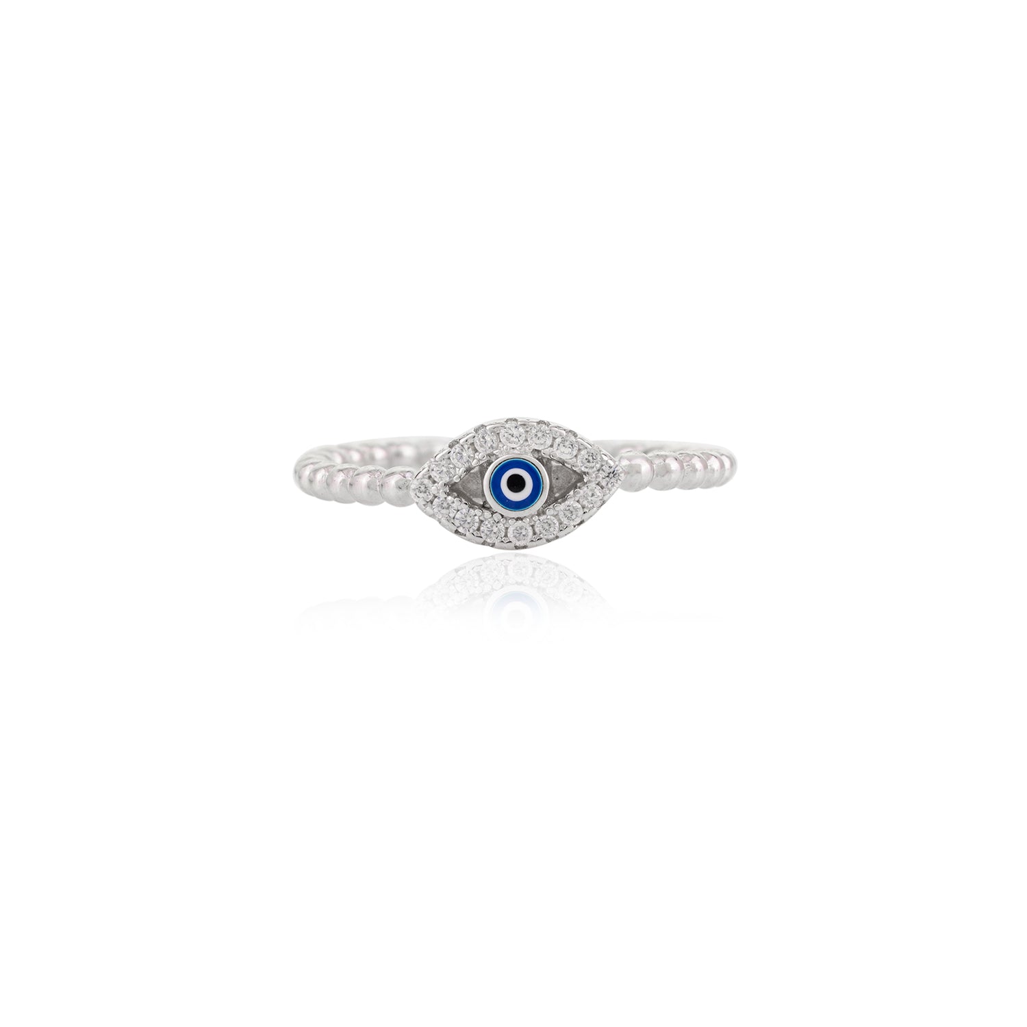 METALM Blue Evil Eye Silver Ring