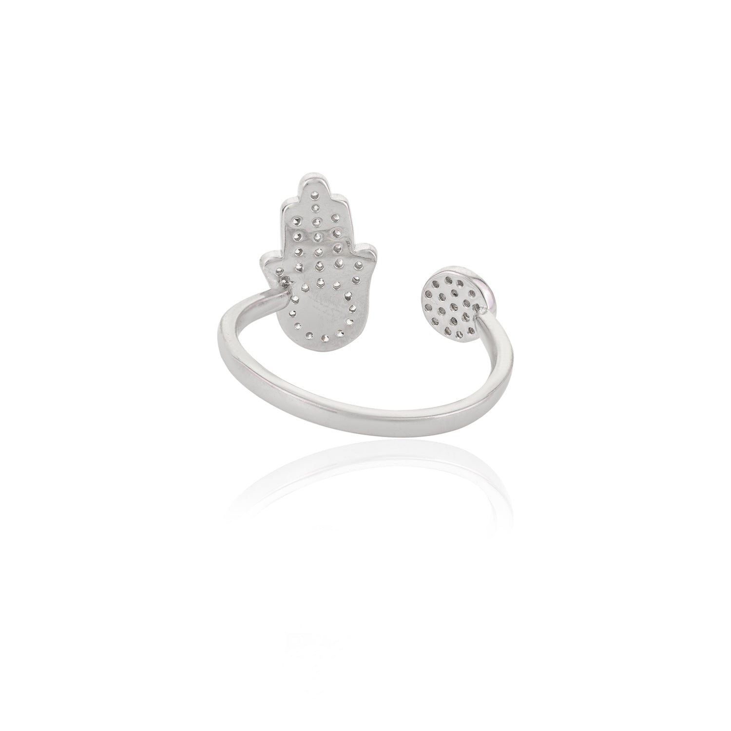 Evil Eye Hamsa Open Silver Ring