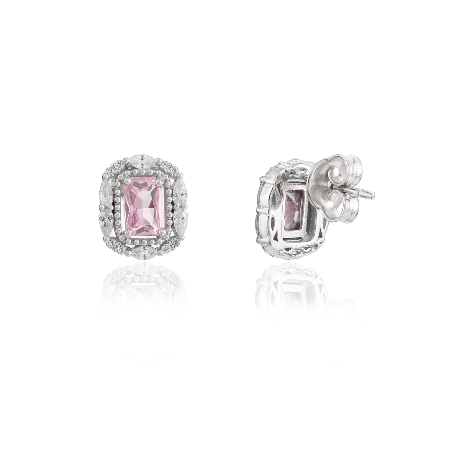 Pink Sapphire Silver Jewelry Set