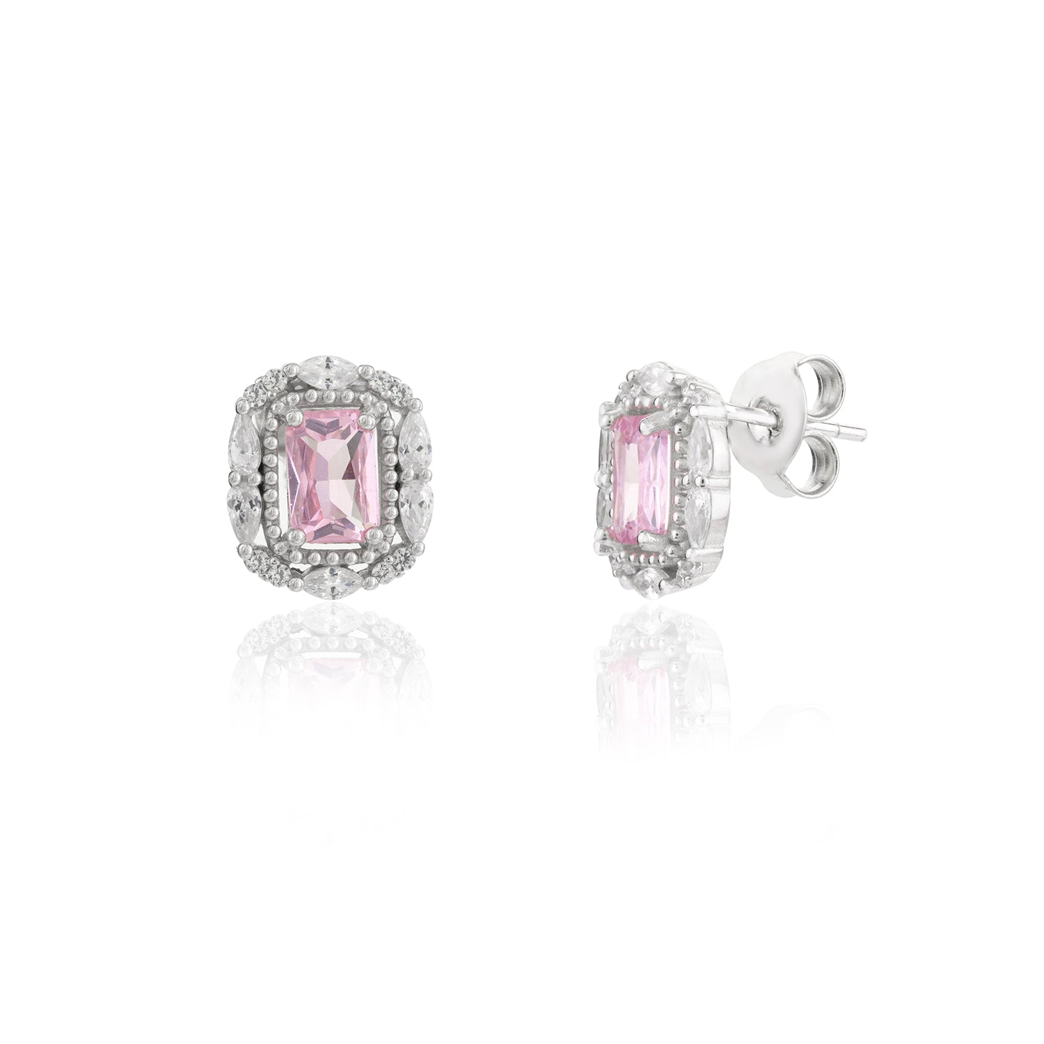 Pink Sapphire Silver Jewelry Set