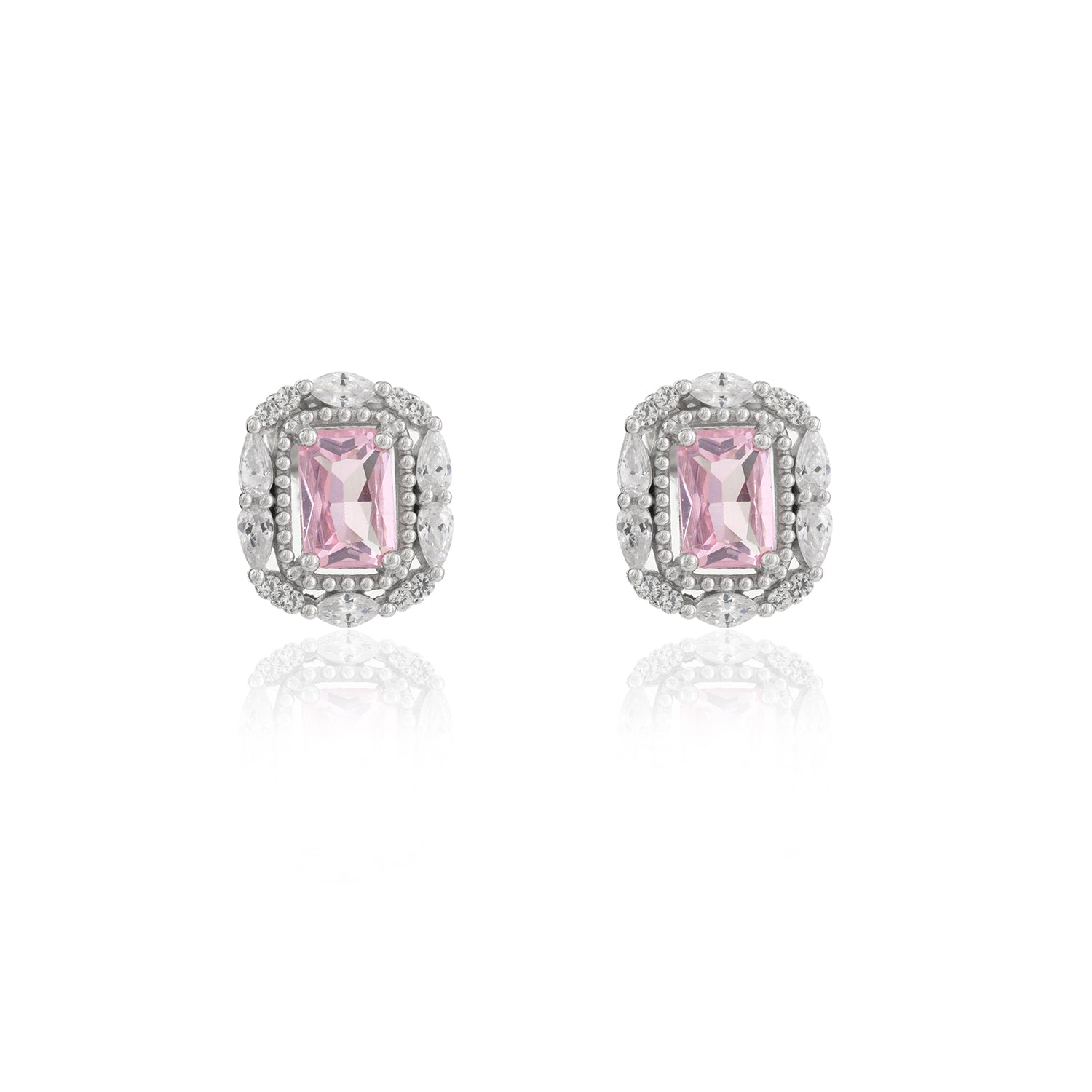 Pink Sapphire Silver Jewelry Set