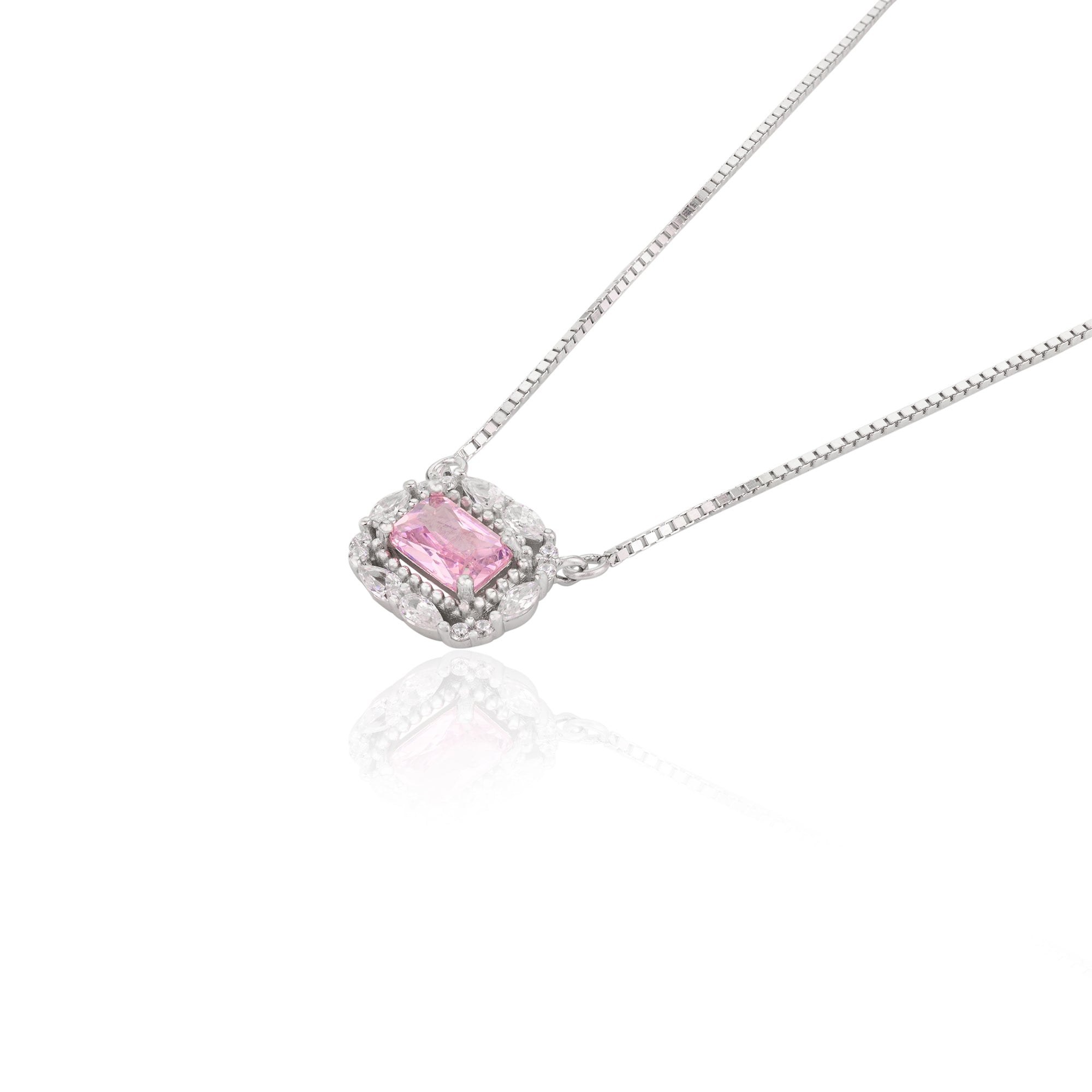 Pink Sapphire Silver Jewelry Set