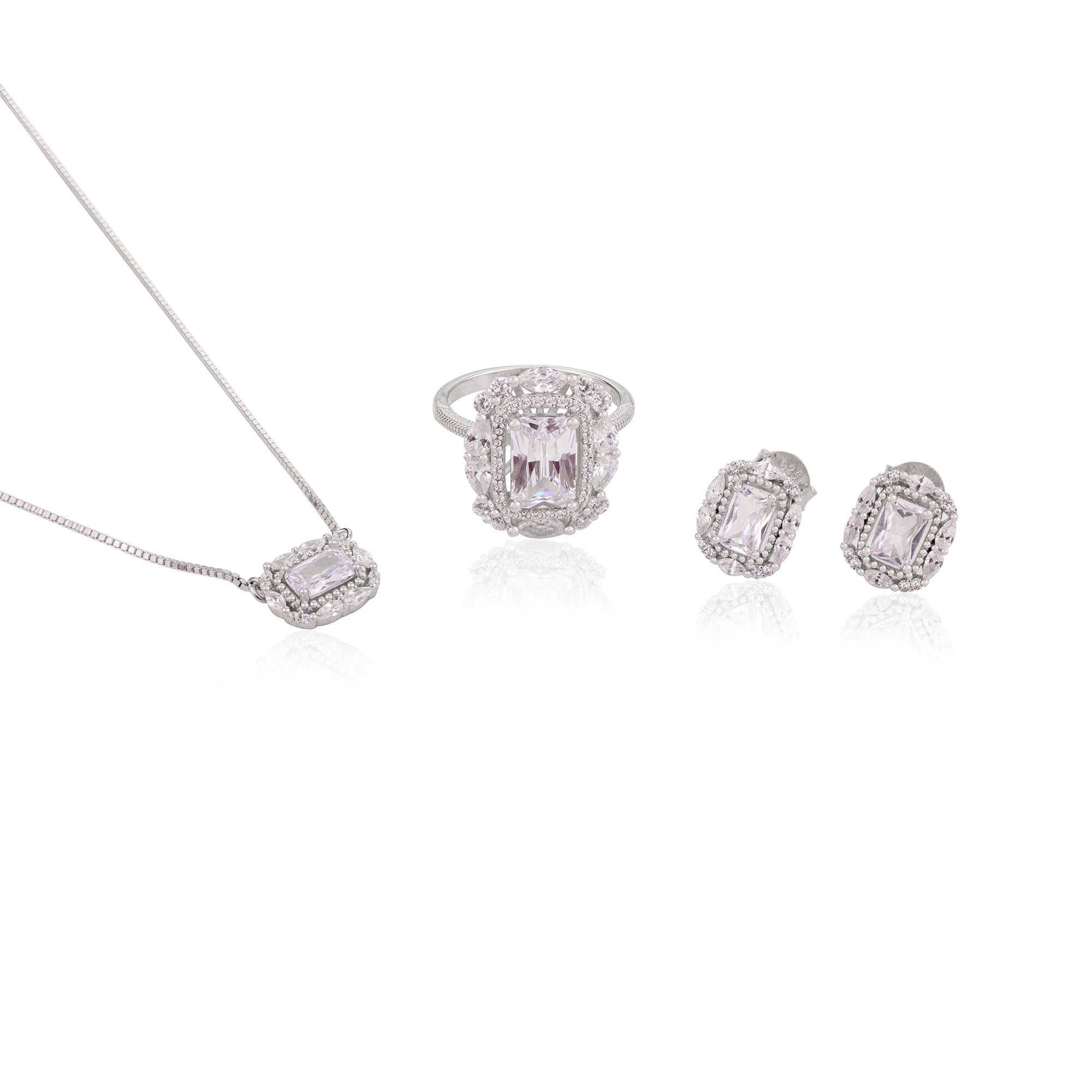 Emerald Cut Diamond Jewelry Set