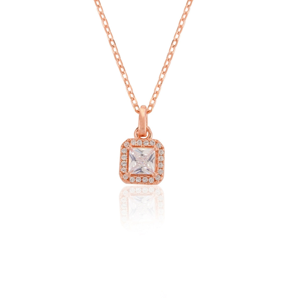 Square Diamond Pendant Necklace