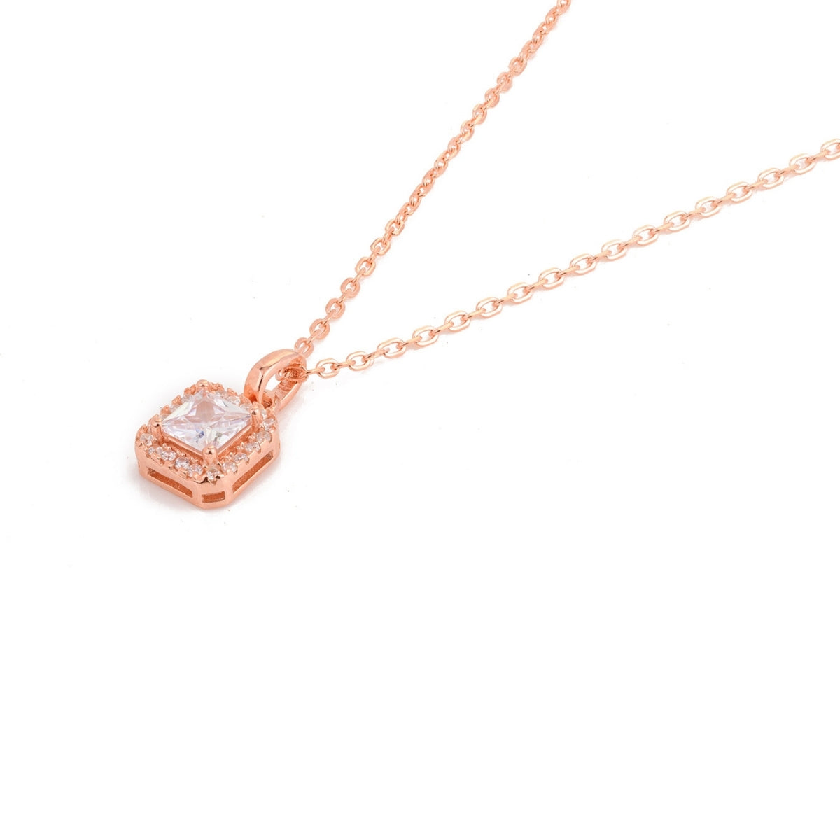 Square Diamond Pendant Necklace