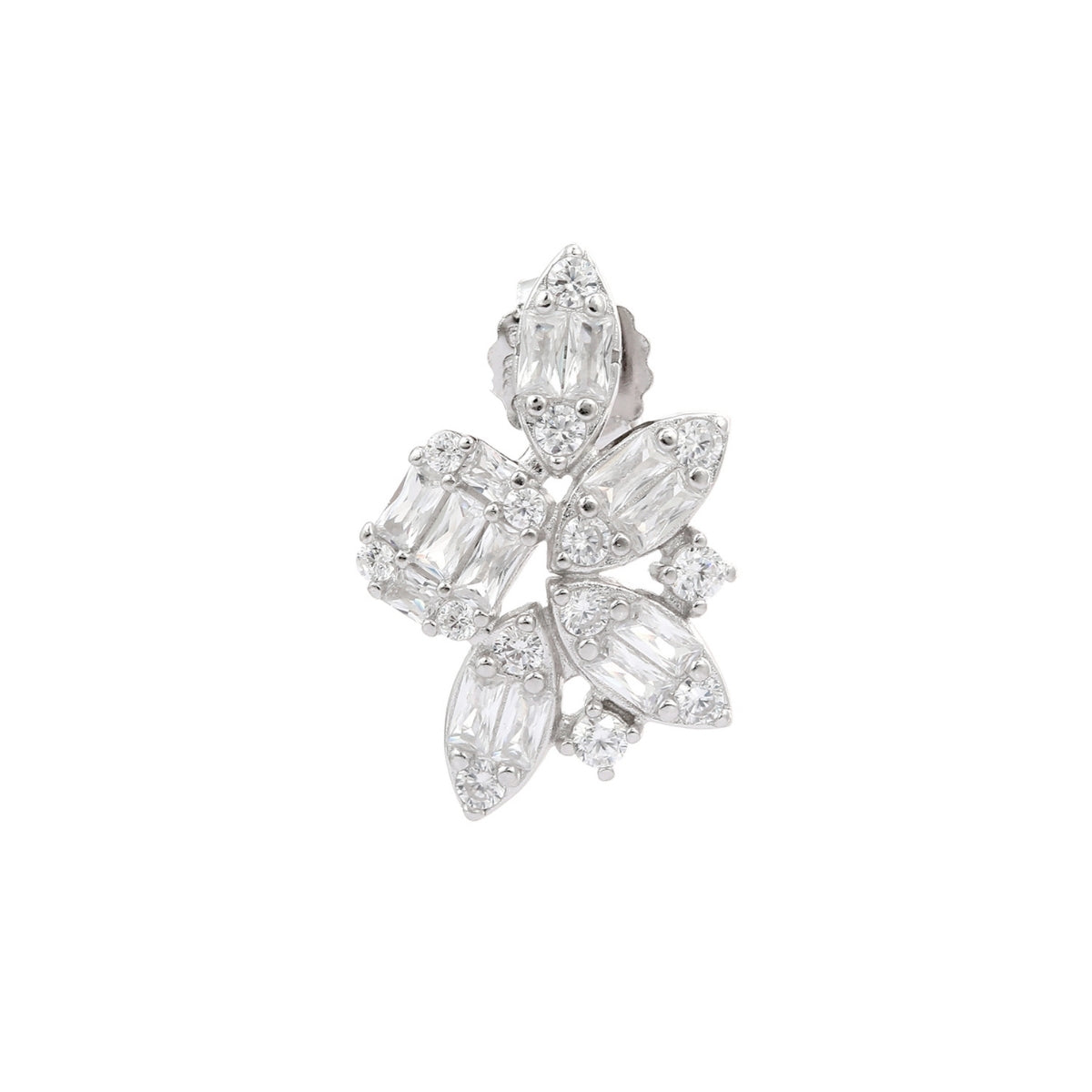 Rose Gold & Silver CZ Diamond Cluster Earrings