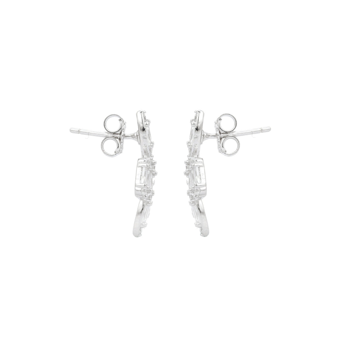 Rose Gold & Silver CZ Diamond Cluster Earrings