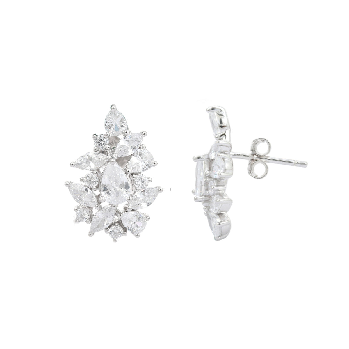 Marquise Cut CZ Diamond Stud Earrings in 925 Silver