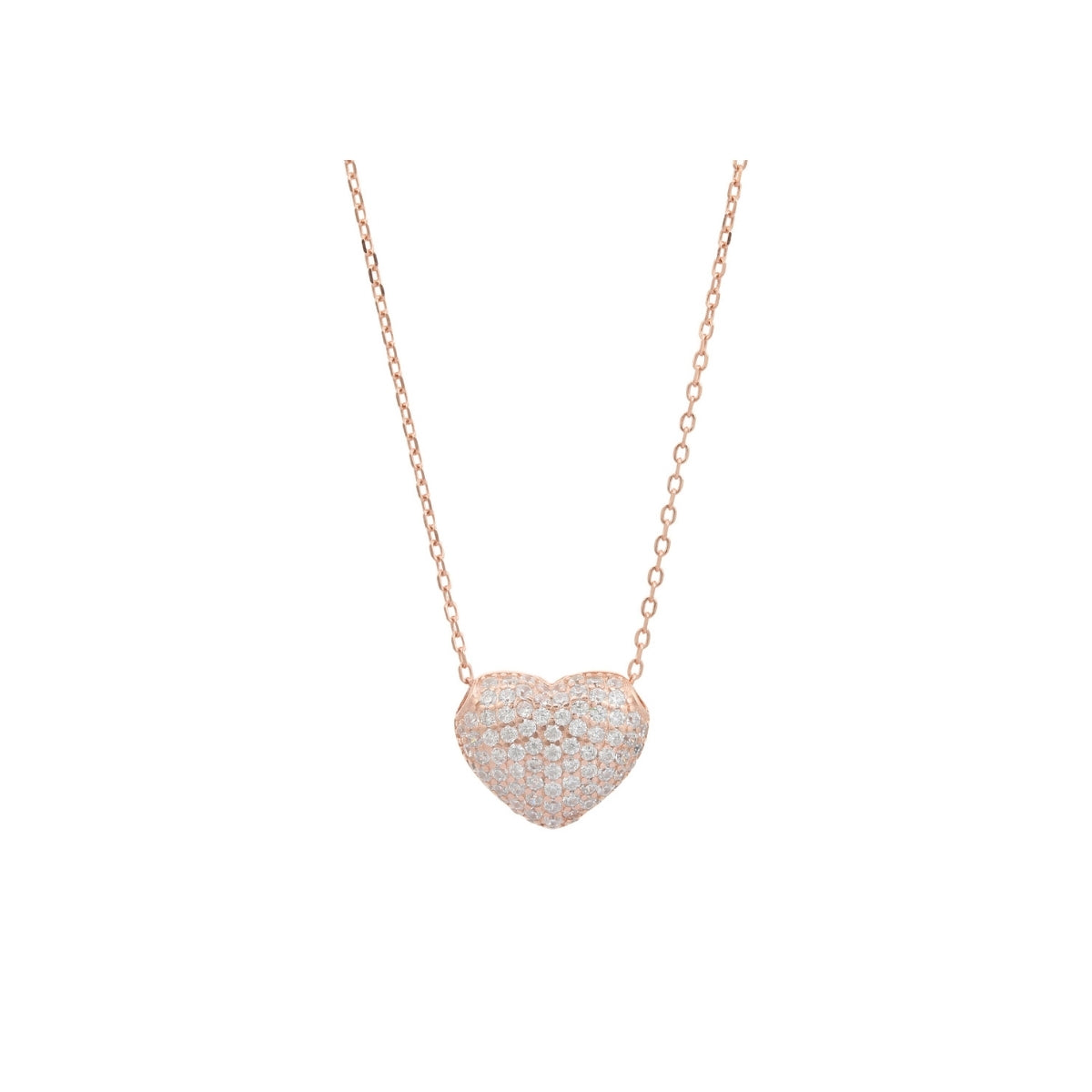 925 Silver CZ Diamond Heart Pendant Necklace for Women