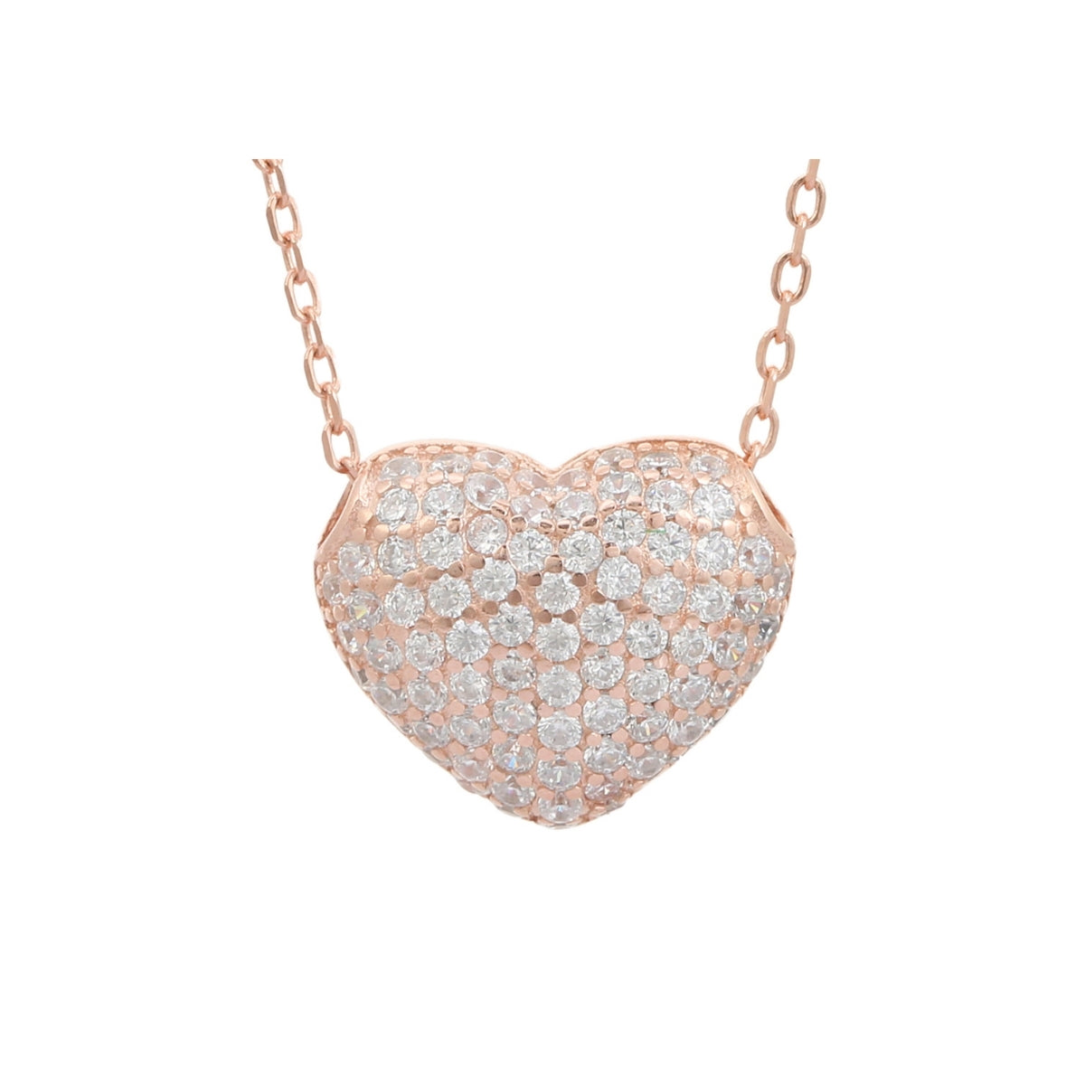 925 Silver CZ Diamond Heart Pendant Necklace for Women