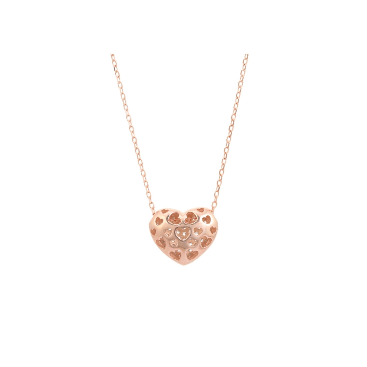 925 Silver CZ Diamond Heart Pendant Necklace for Women