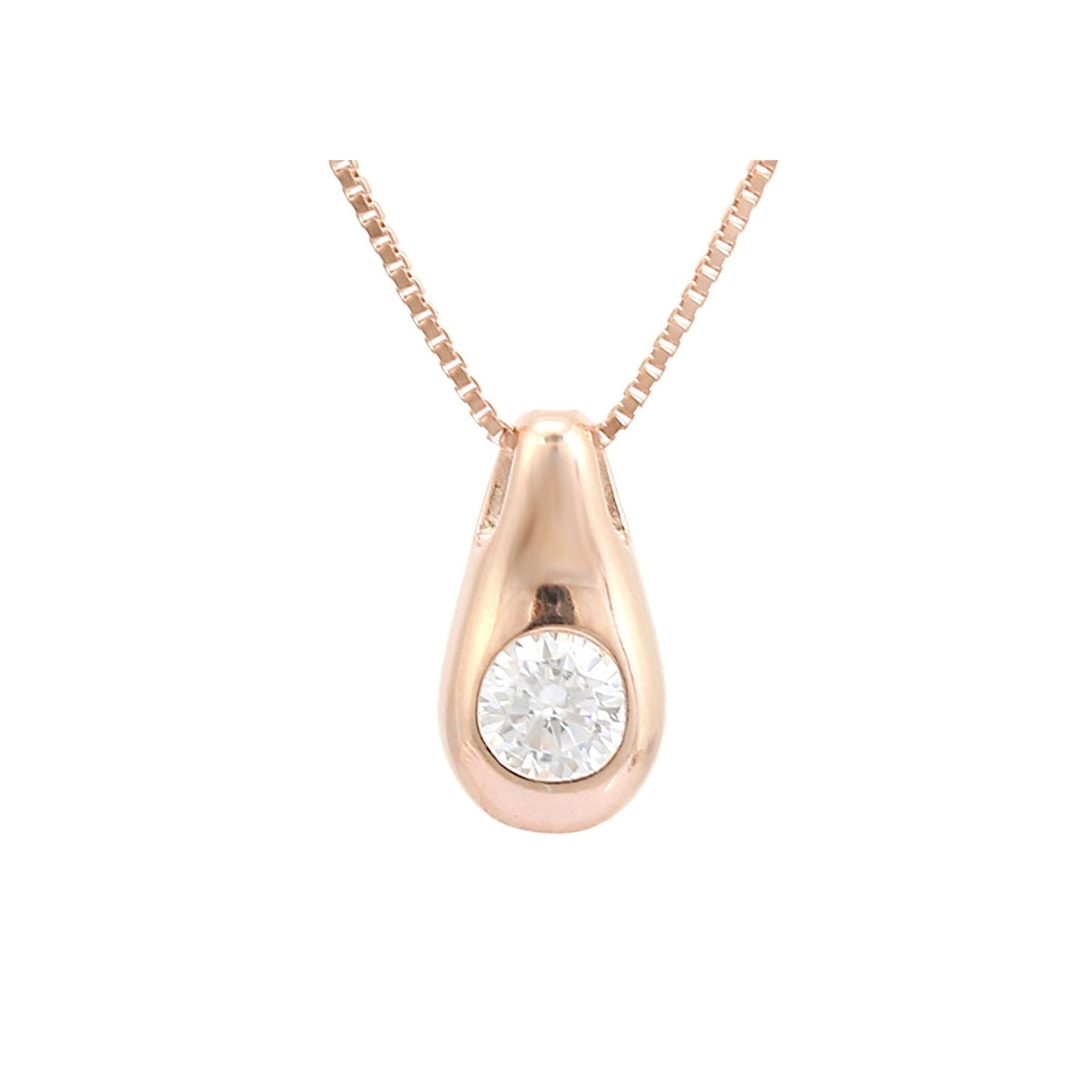 Solitaire CZ Diamond Teardrop Pendant Necklace for Women