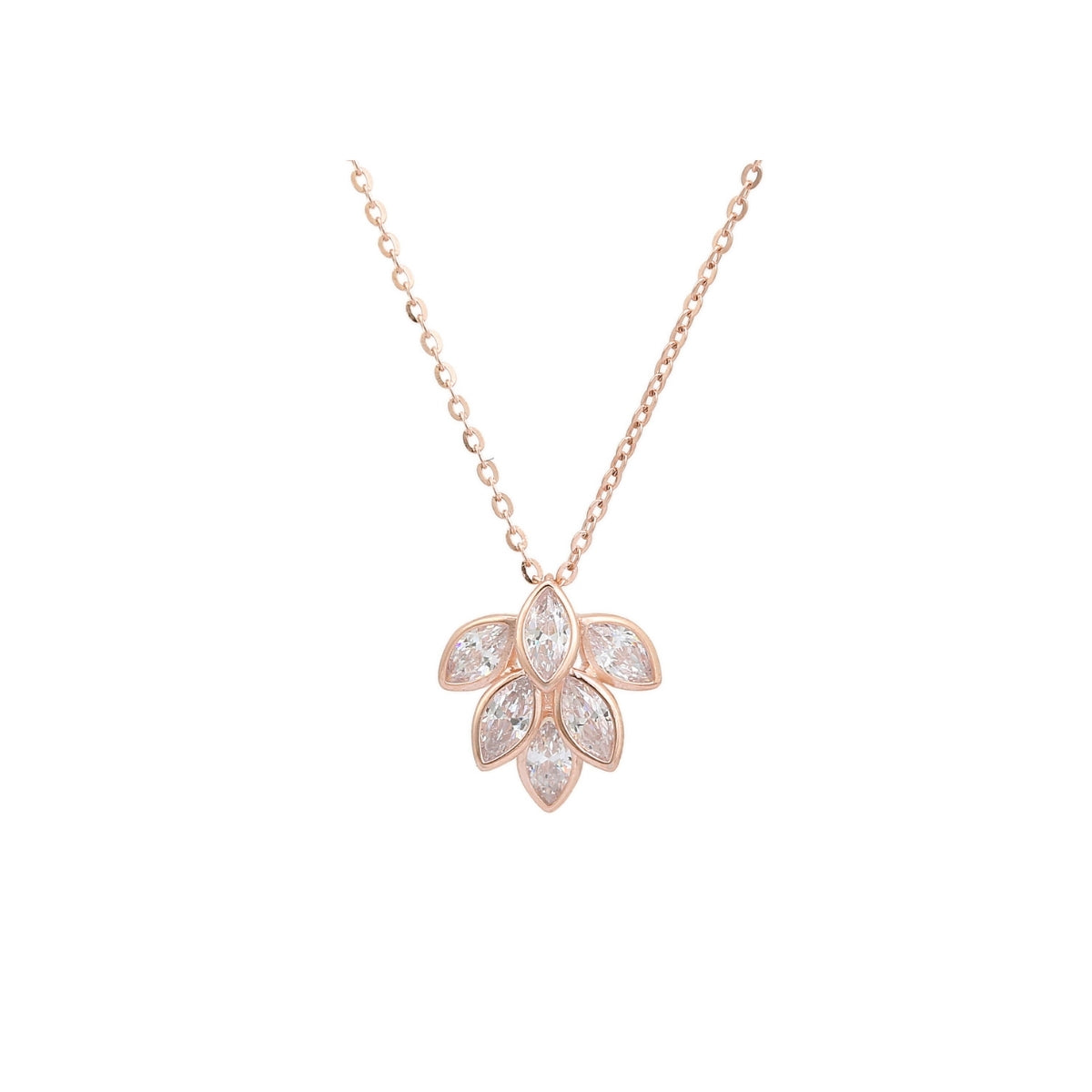 Marquise Cut CZ Diamond Leaf Drop Necklace set with Earrings