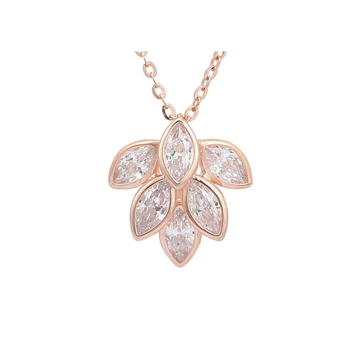 Marquise Cut CZ Diamond Leaf Drop Necklace set with Earrings