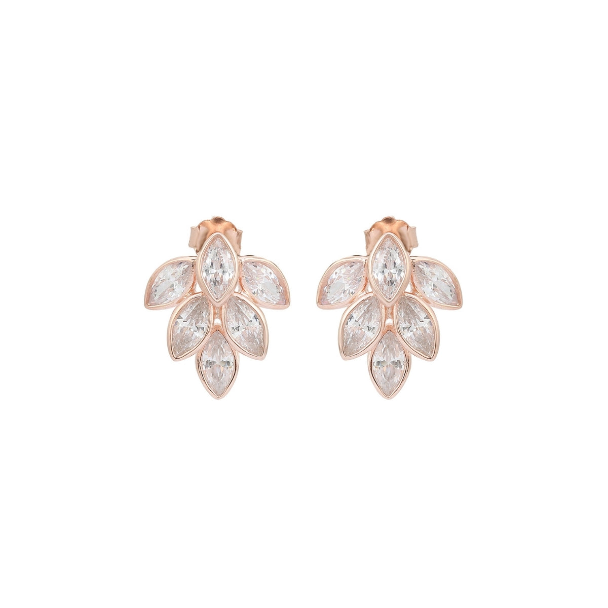Marquise Cut CZ Diamond Leaf Drop Necklace set with Earrings
