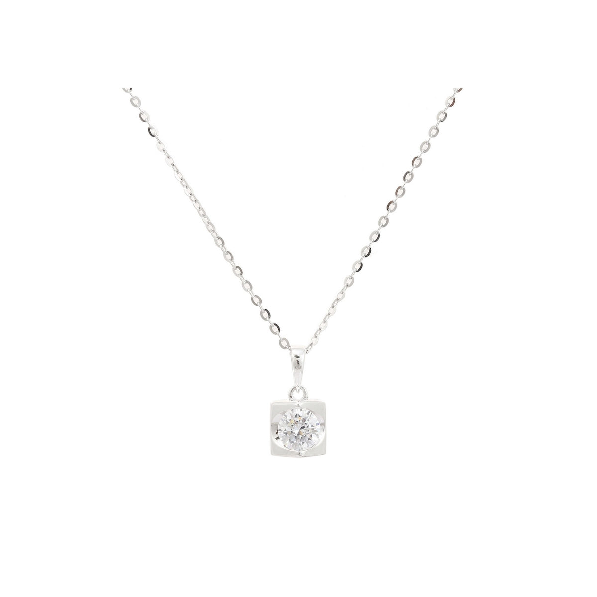 925 Silver Cz Solitaire Diamond Drop Necklace with Earrings.
