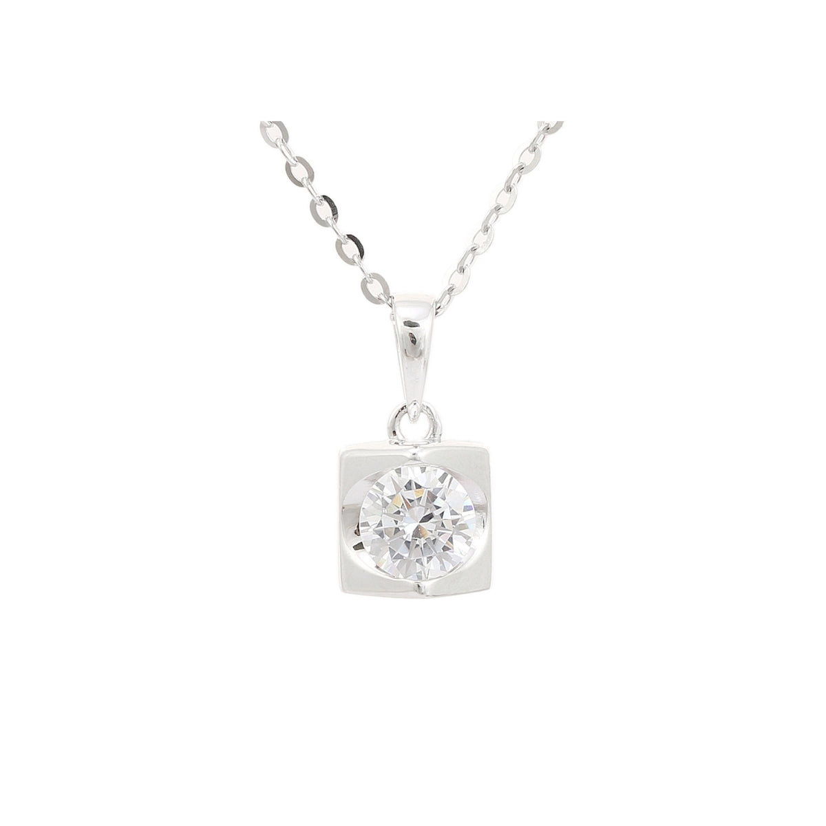 925 Silver Cz Solitaire Diamond Drop Necklace with Earrings.