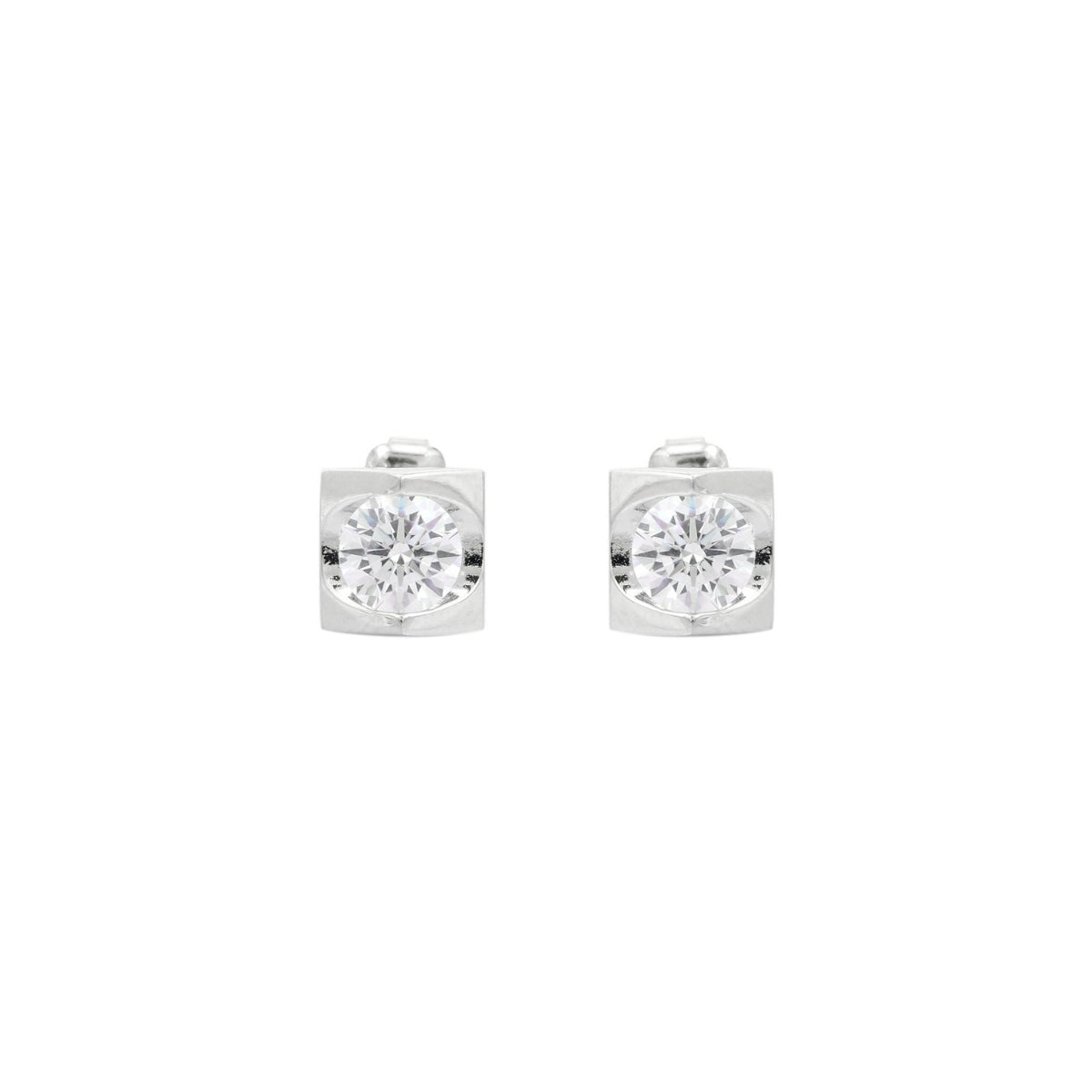 925 Silver Cz Solitaire Diamond Drop Necklace with Earrings.