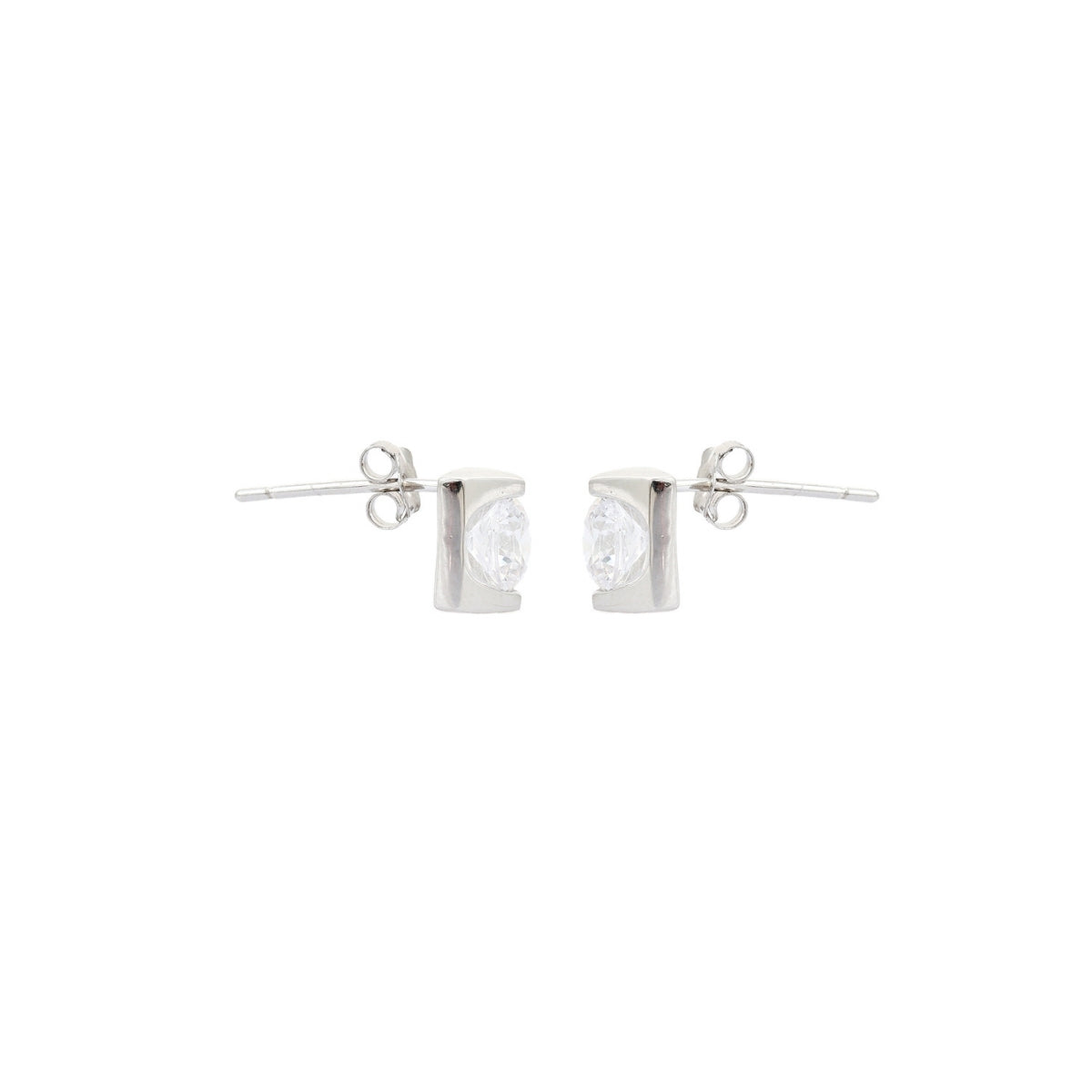 925 Silver Cz Solitaire Diamond Drop Necklace with Earrings.