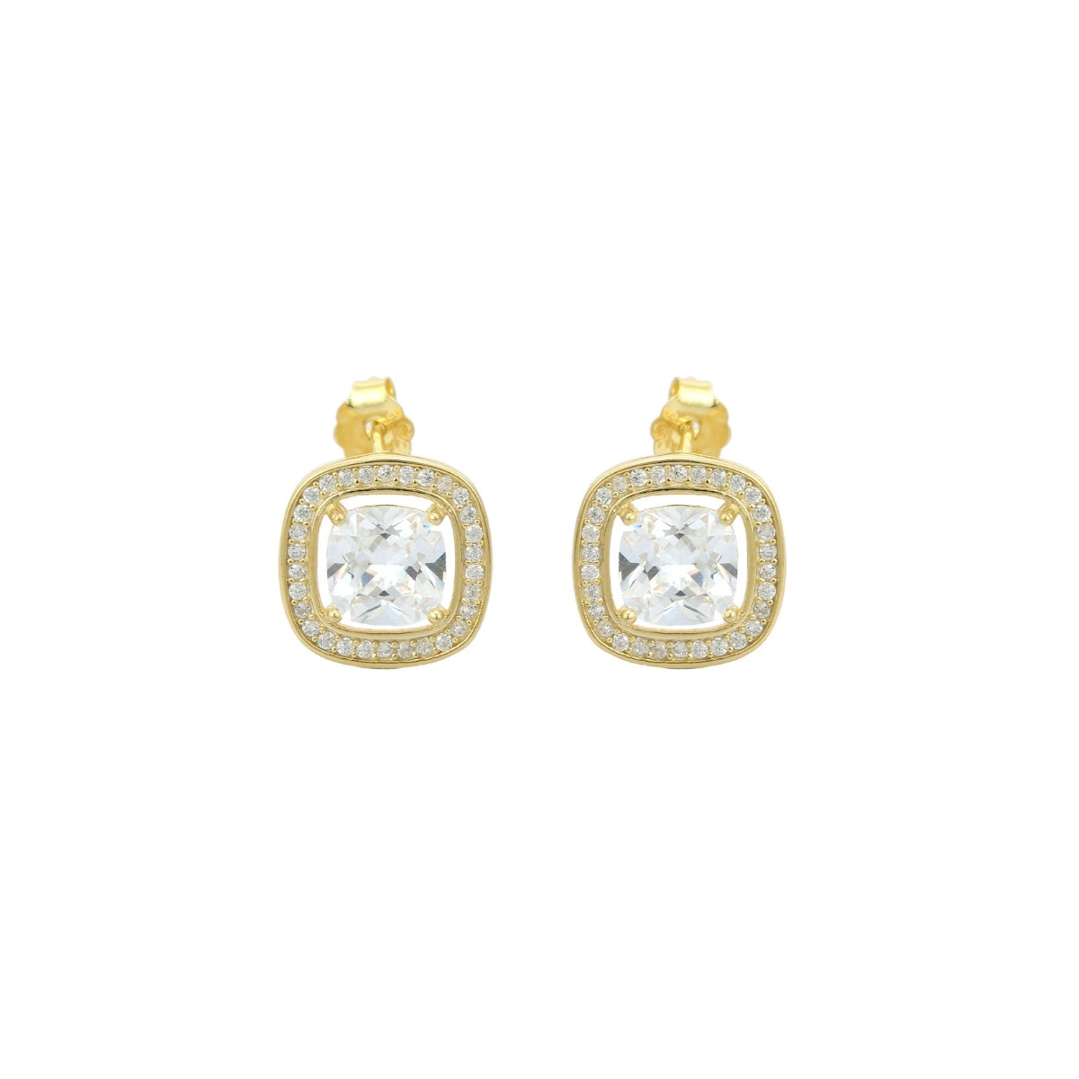 Yellow Gold CZ Diamond Necklace with Earrings
