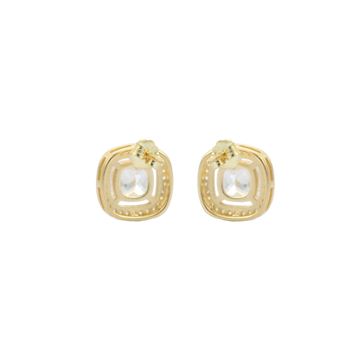 Yellow Gold CZ Diamond Necklace with Earrings