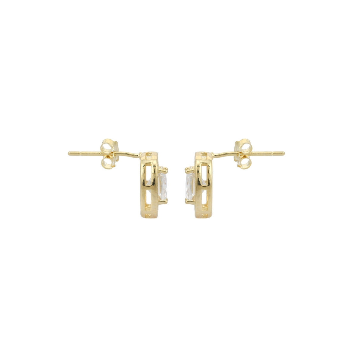Yellow Gold CZ Diamond Necklace with Earrings