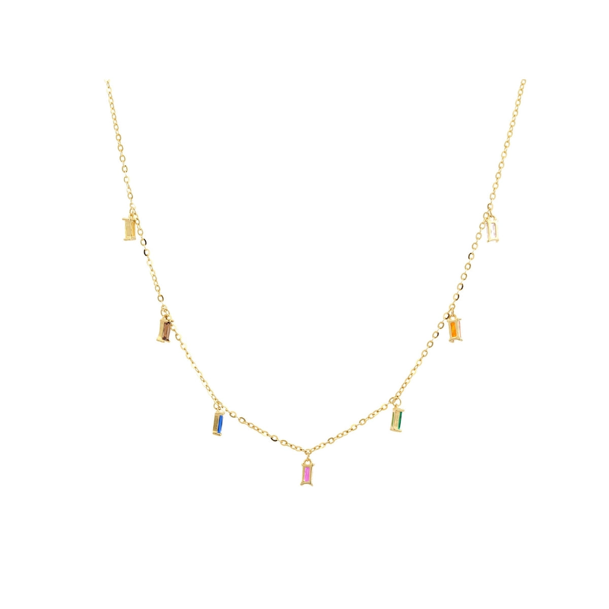 Colorful Dainty CZ Diamond Charm Choker Necklace