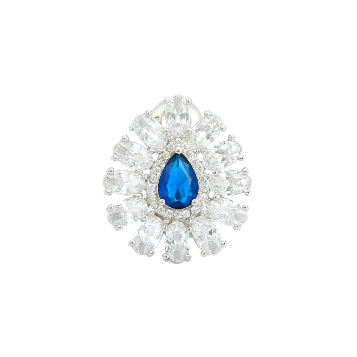 Blue Sapphire CZ Diamond Stud Earrings in 925 Silver
