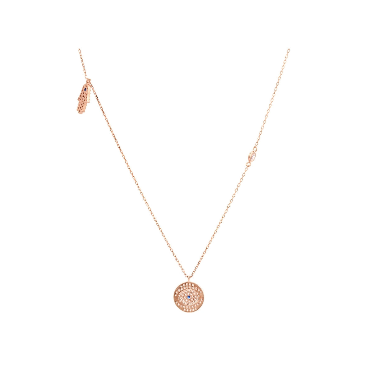Evil Eye Pendant Necklace - Hamsa Hand Charm for Good Luck and Protection