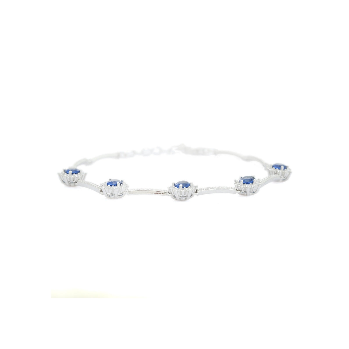 Colorful CZ Diamond Flower Tennis Bracelets for Women in Red, Blue, and Green