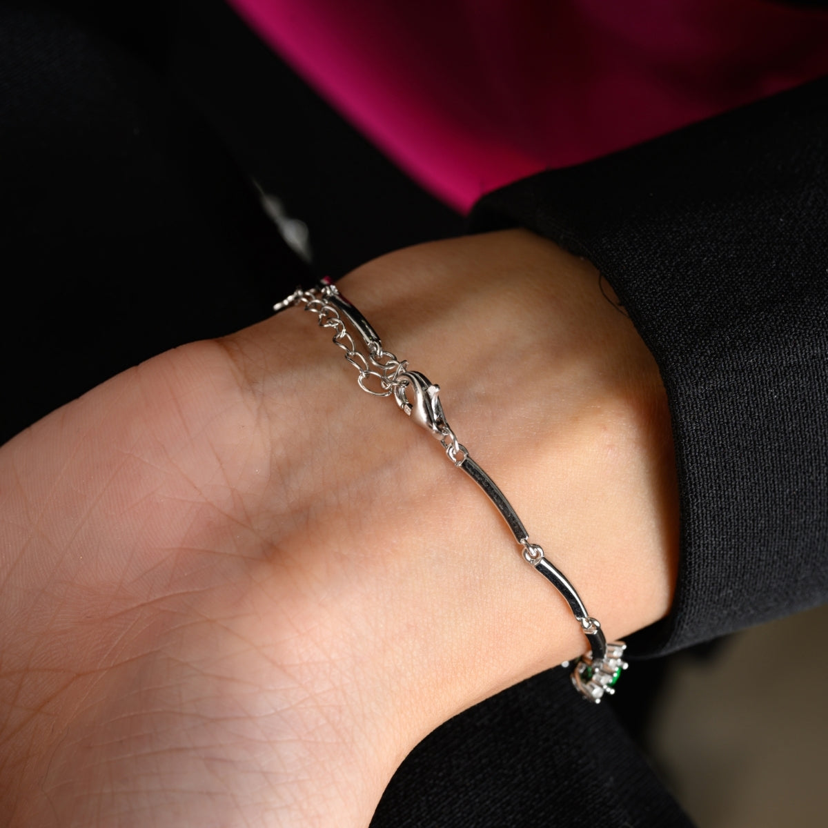Colorful CZ Diamond Flower Tennis Bracelets for Women in Red, Blue, and Green
