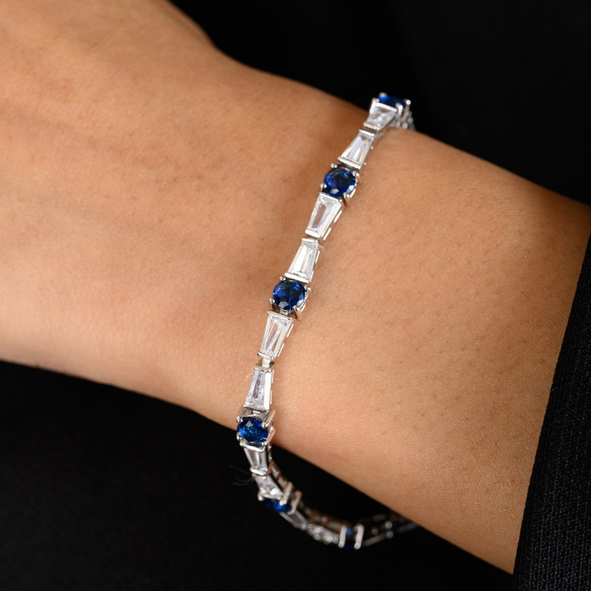 925 Silver Tennis Bracelets for Women - Green, Red, and Blue CZ Diamonds