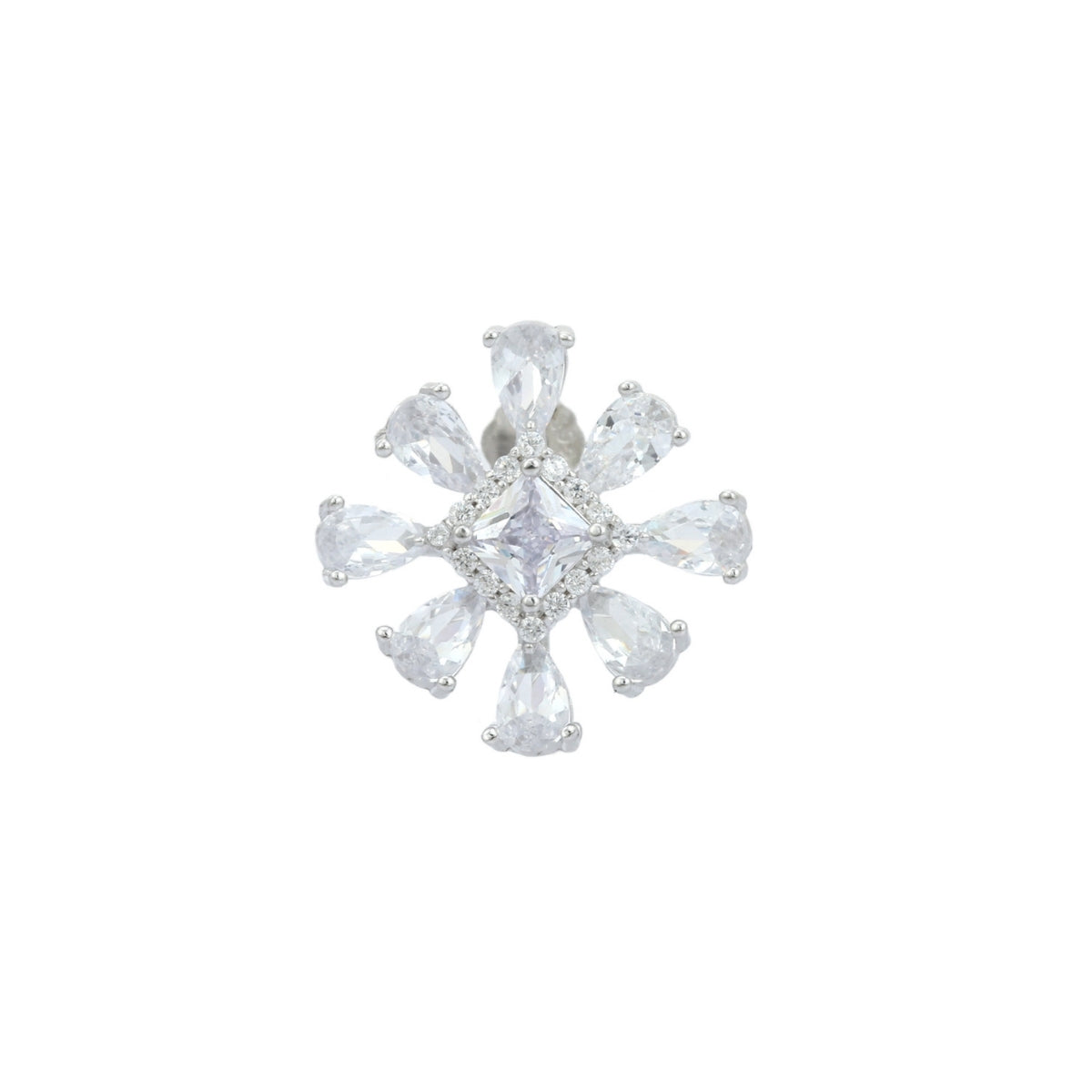 Sparkling Snowflake Cz Crystal Silver Earrings